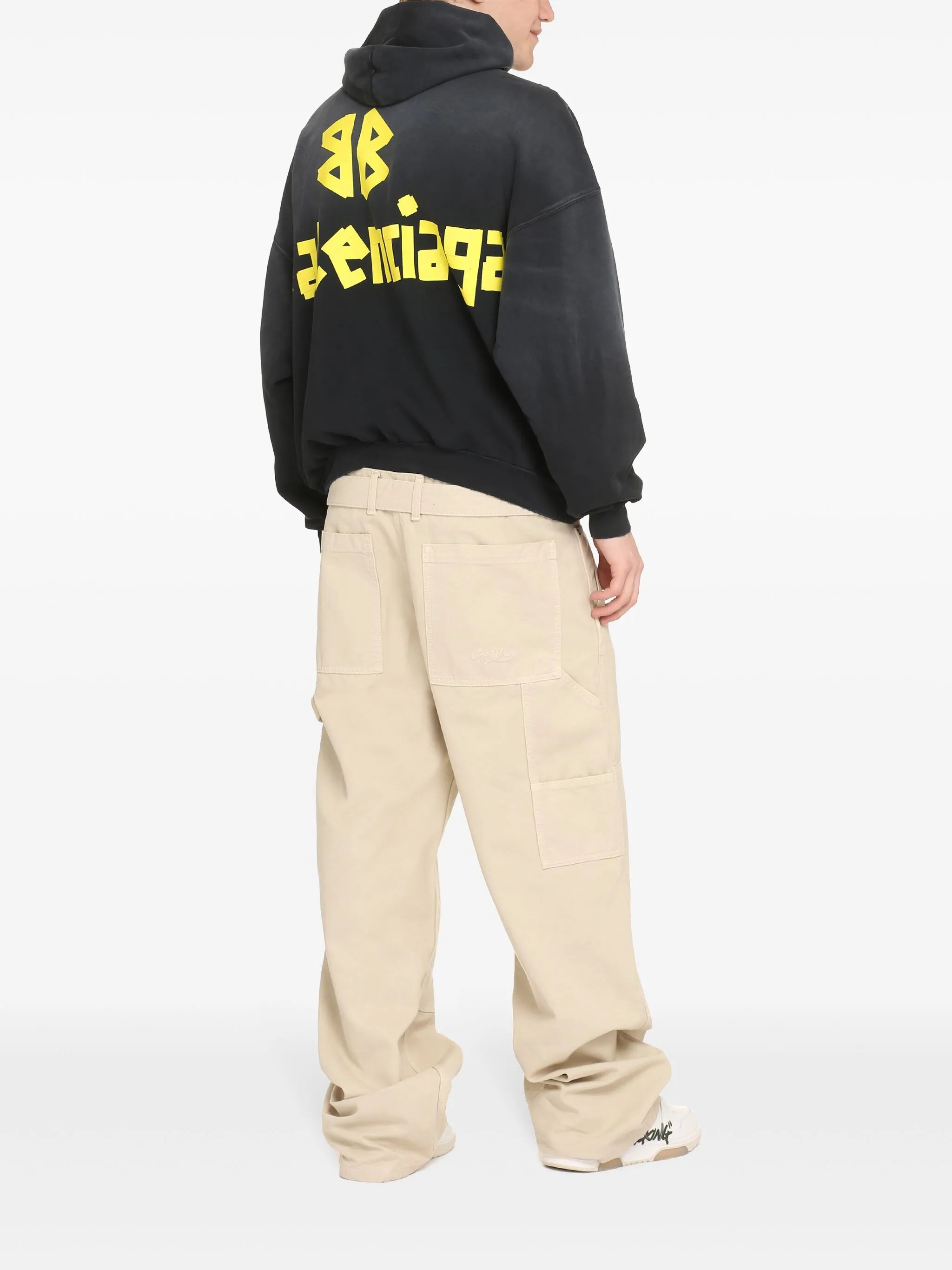 Tape Type distressed hoodie
