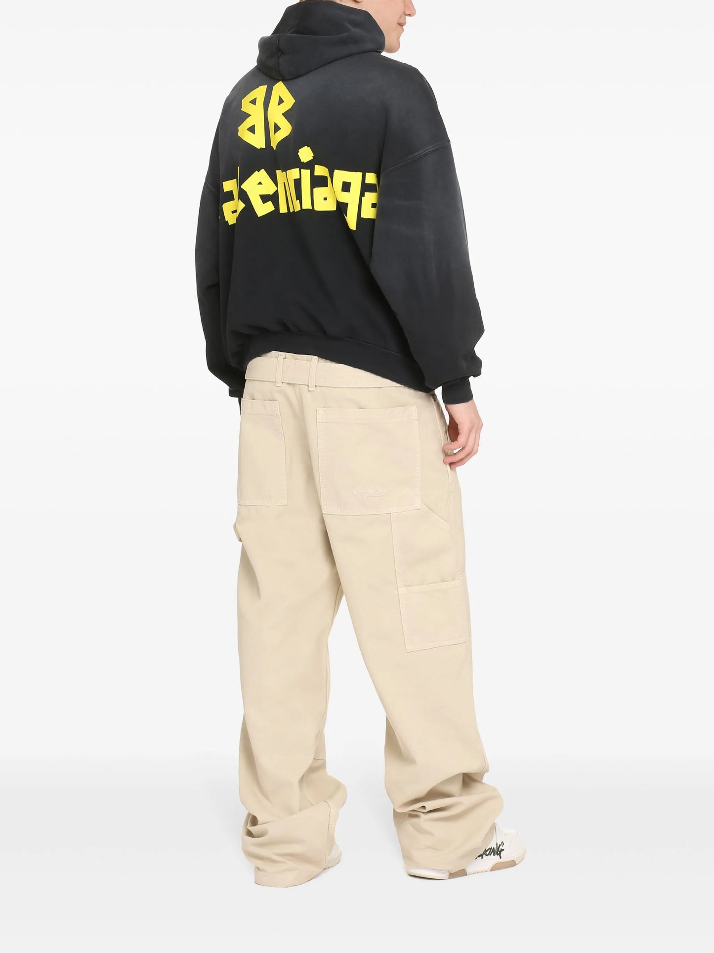 Tape Type distressed hoodie