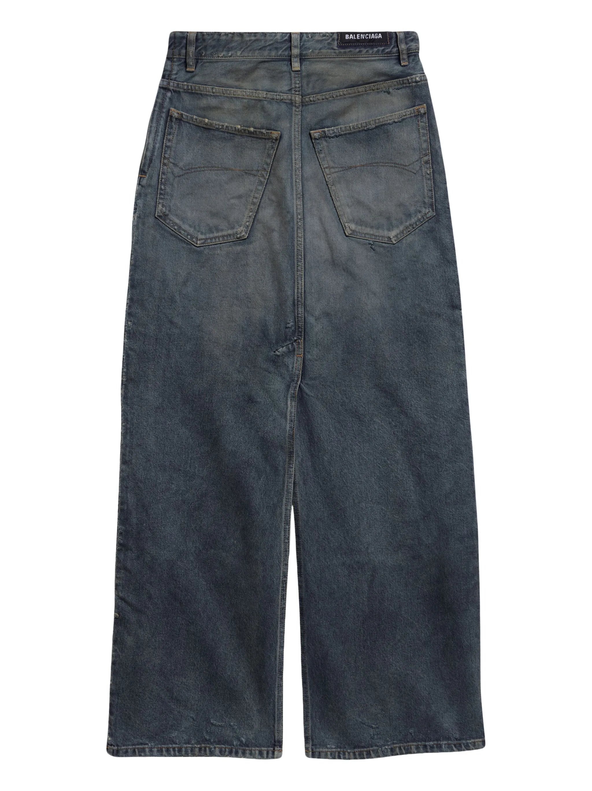 split cotton-denim skirt