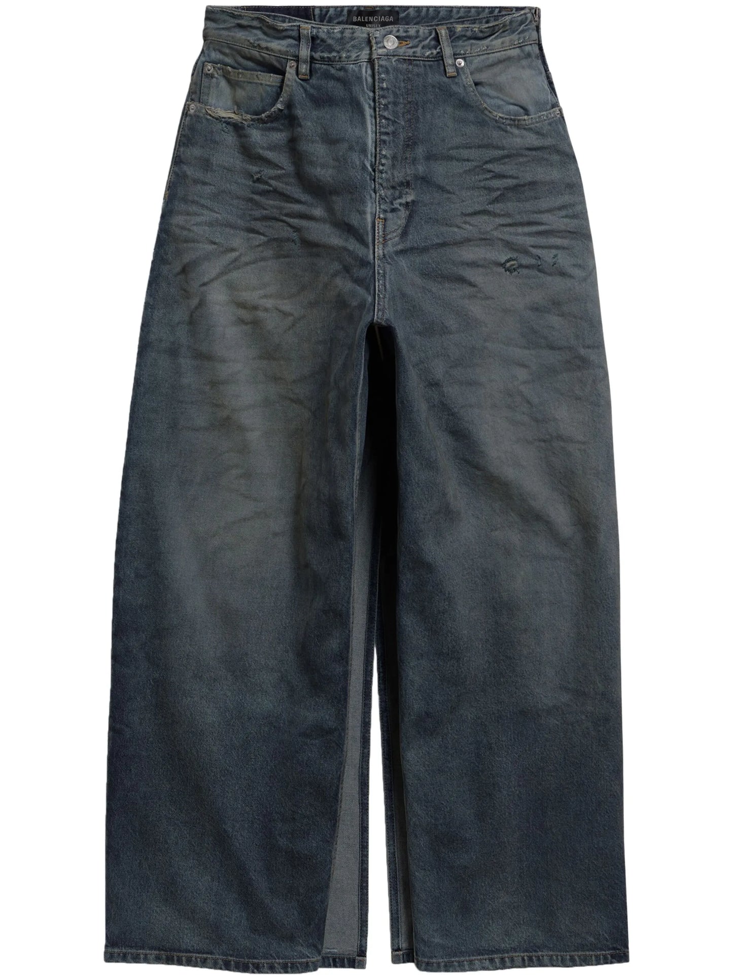 split cotton-denim skirt