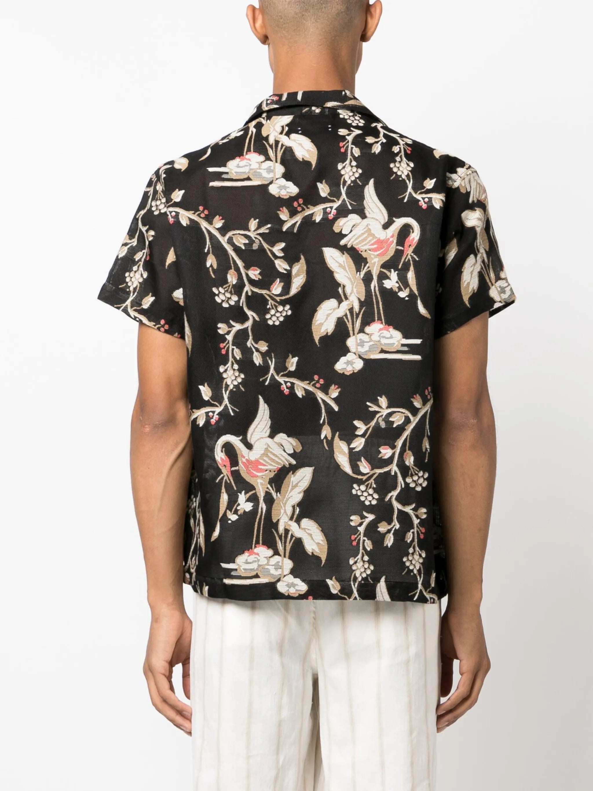 floral-print short-sleeved shirt