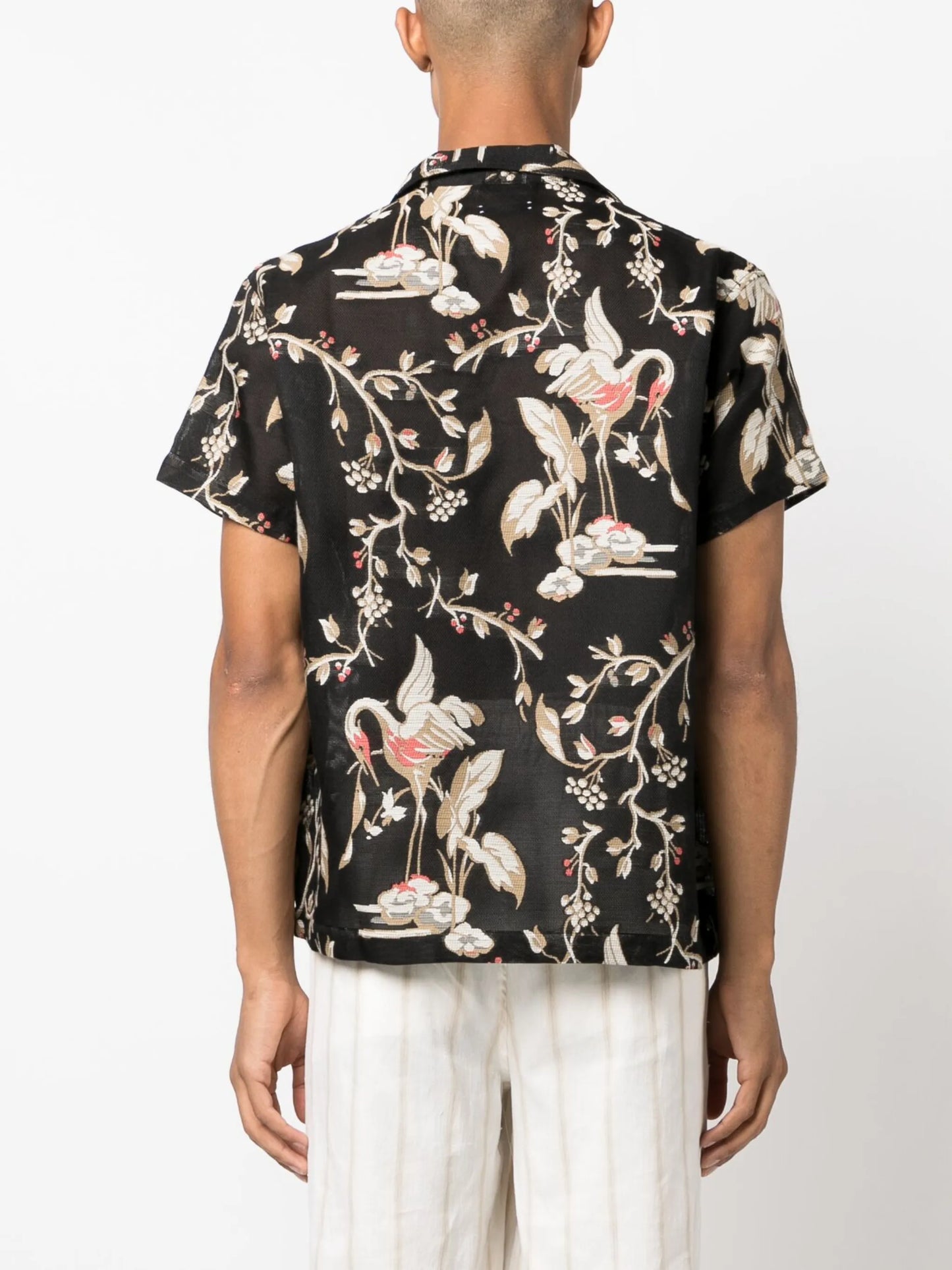 floral-print short-sleeved shirt