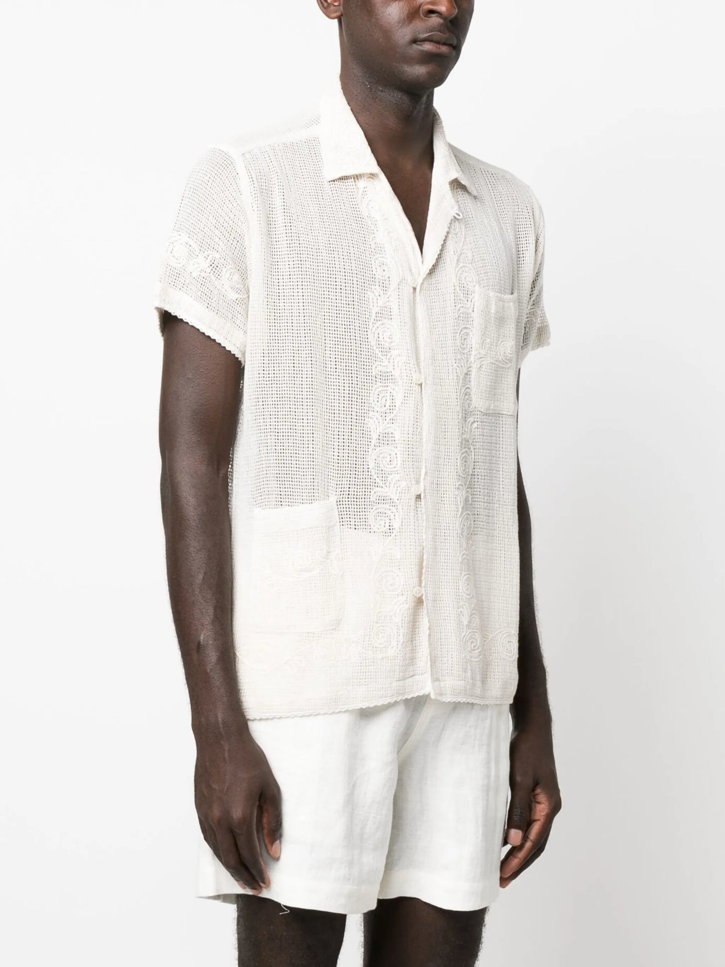 Filigree mesh short-sleeved shirt