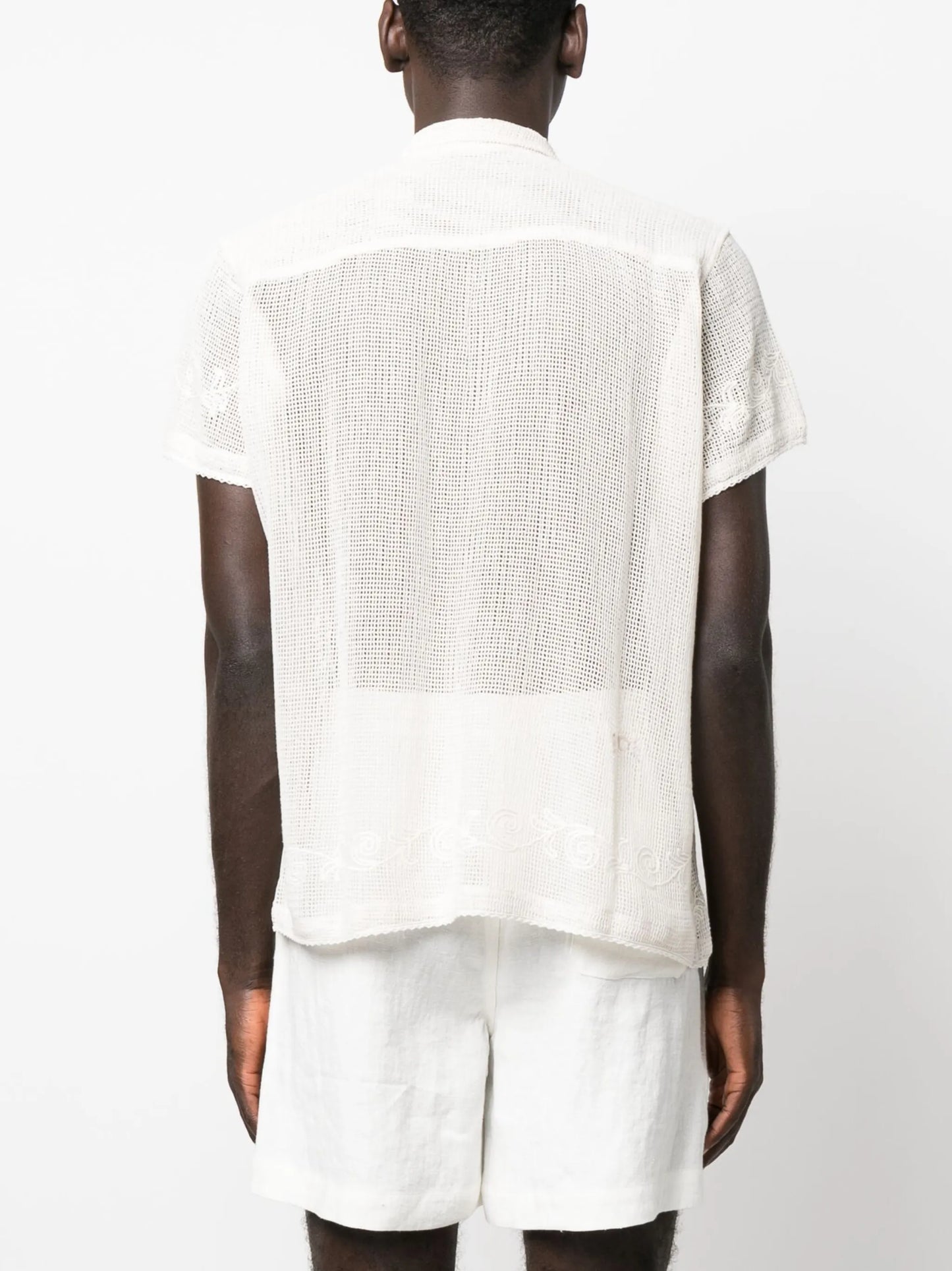 Filigree mesh short-sleeved shirt