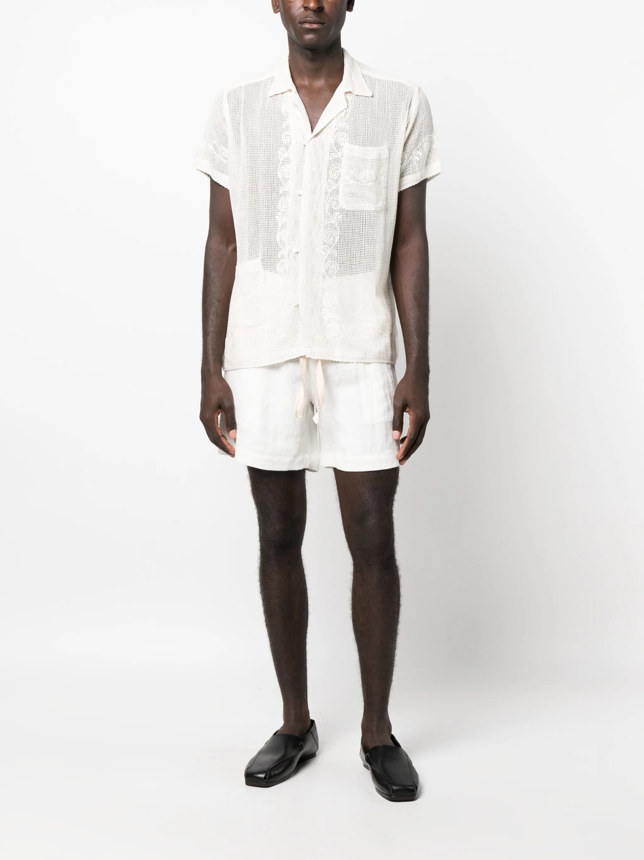 Filigree mesh short-sleeved shirt