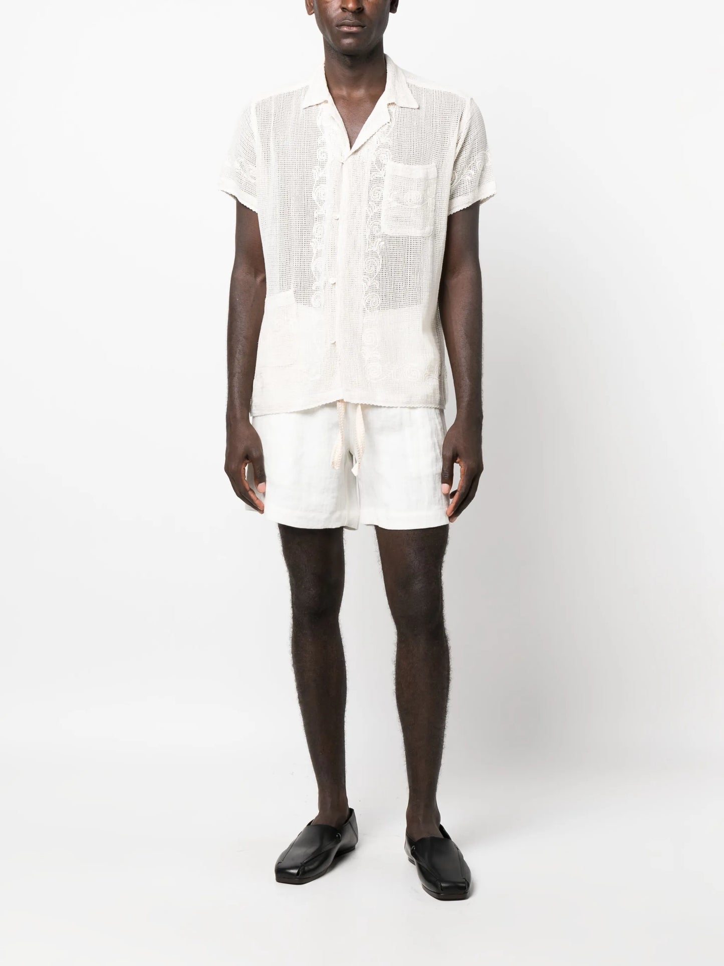 Filigree mesh short-sleeved shirt