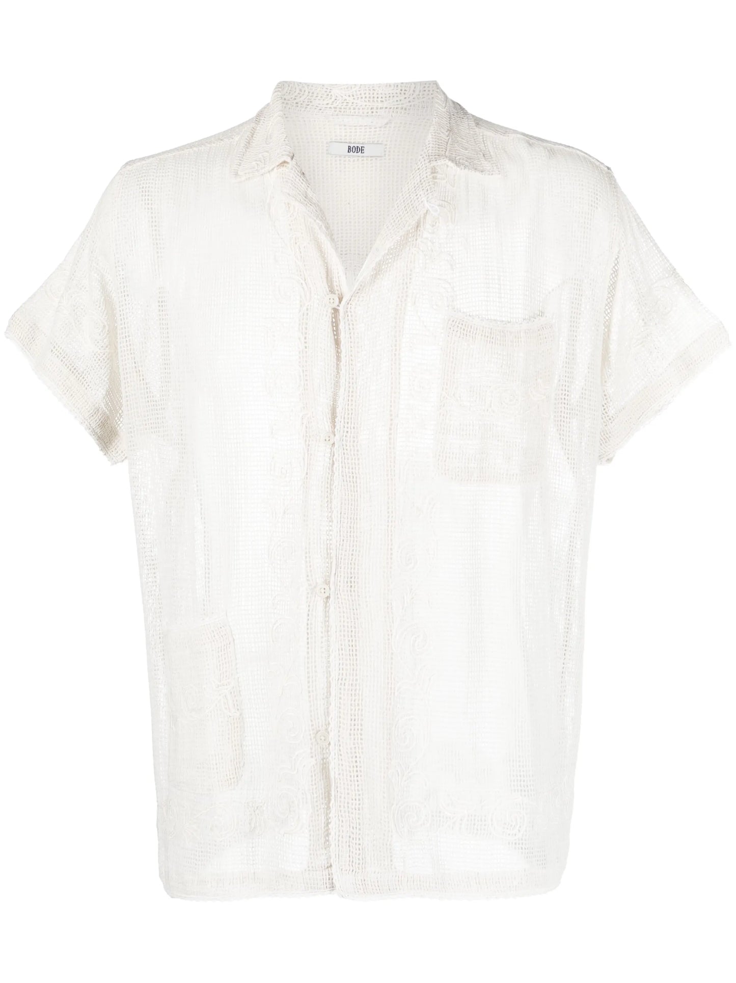 Filigree mesh short-sleeved shirt