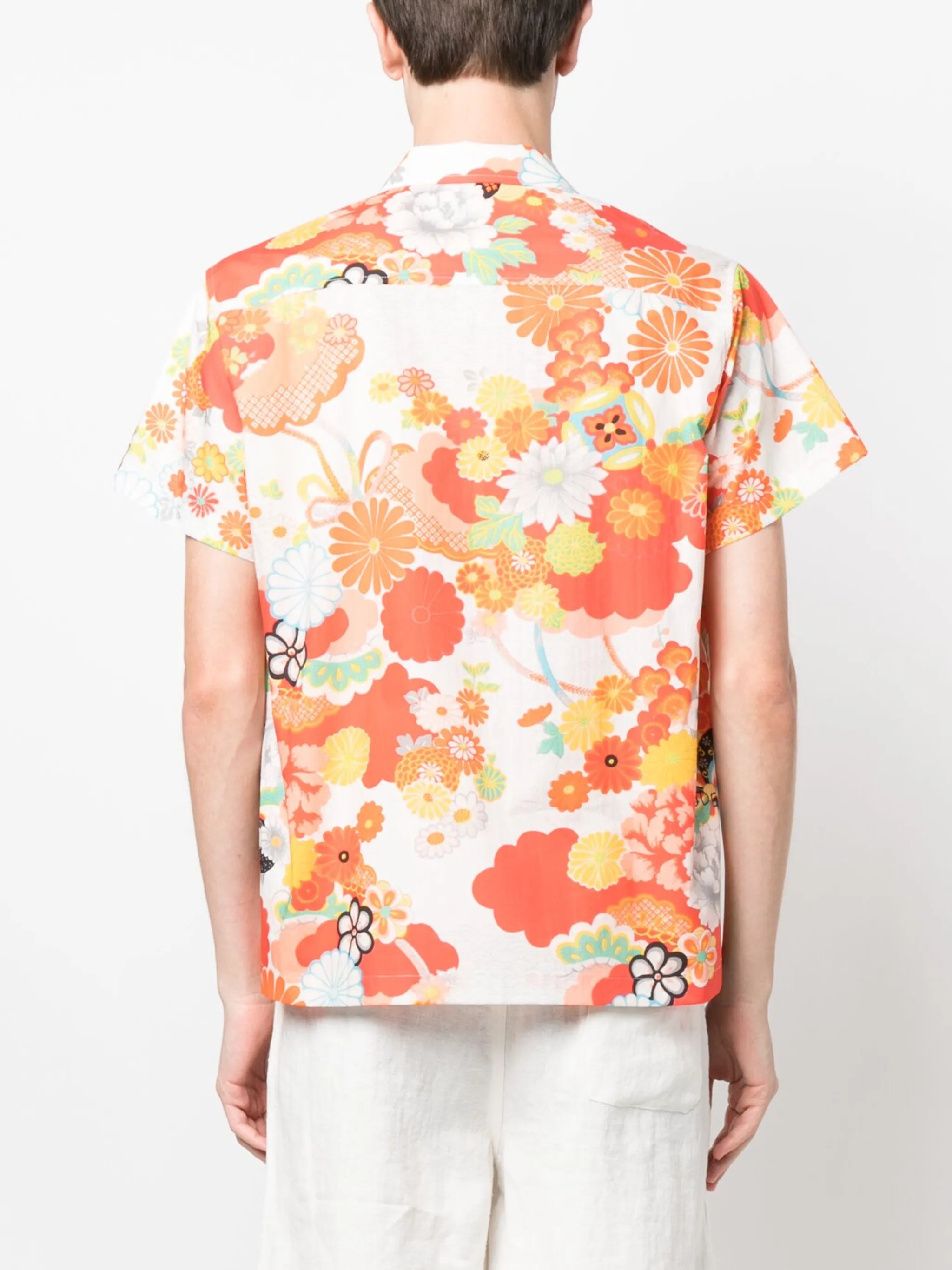 Garden-print cotton shirt