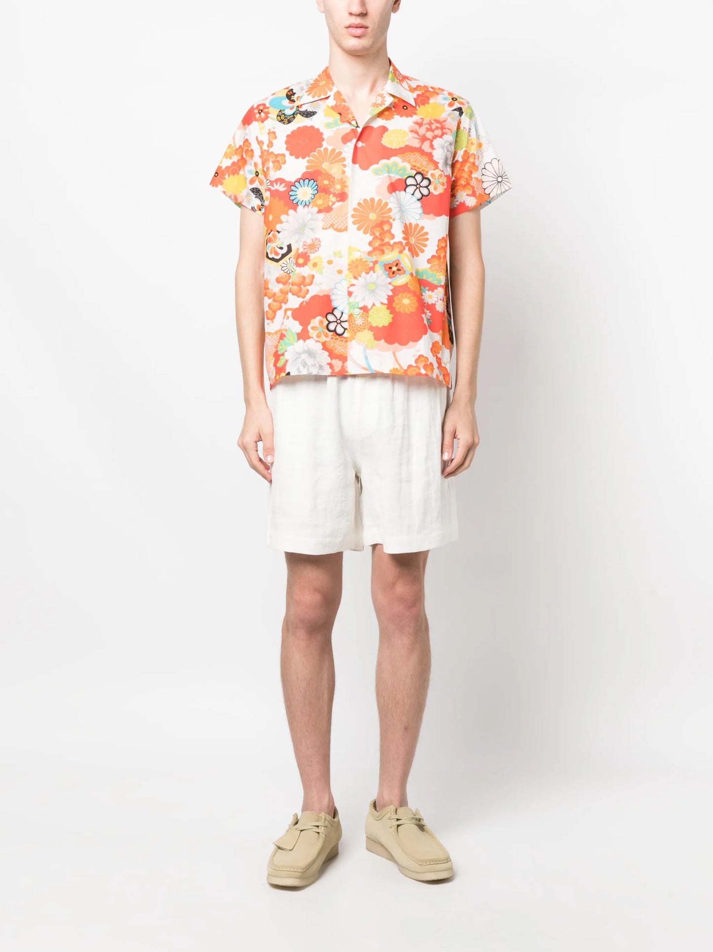 Garden-print cotton shirt