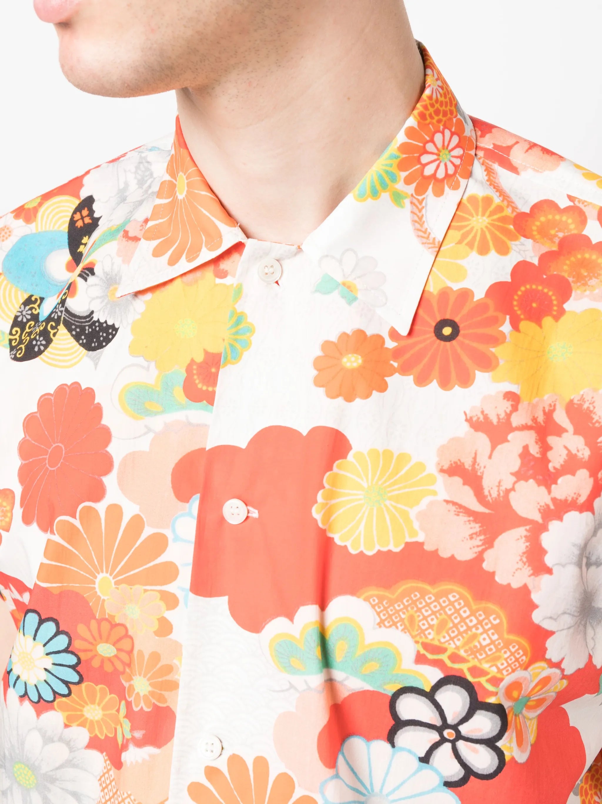 Garden-print cotton shirt