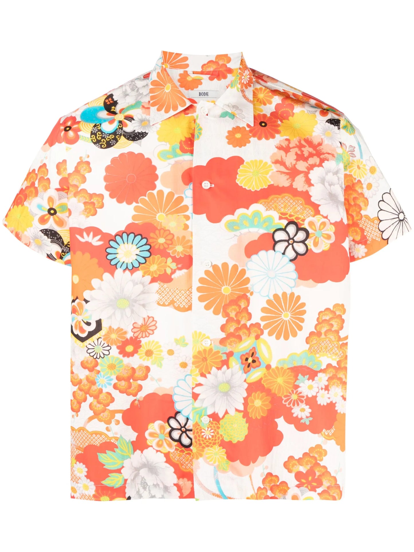 Garden-print cotton shirt