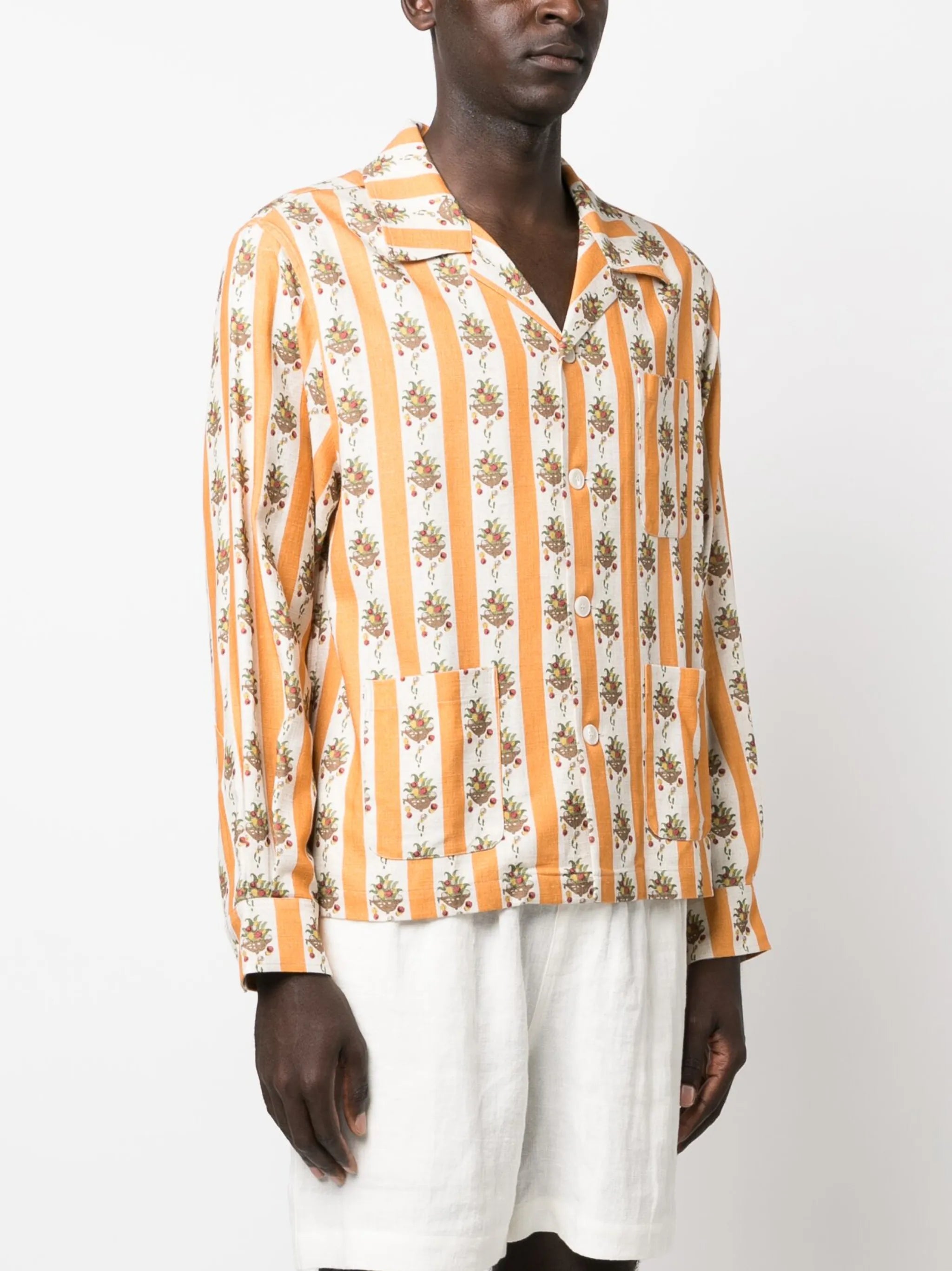 Fruit Bowl camp-collar striped shirt