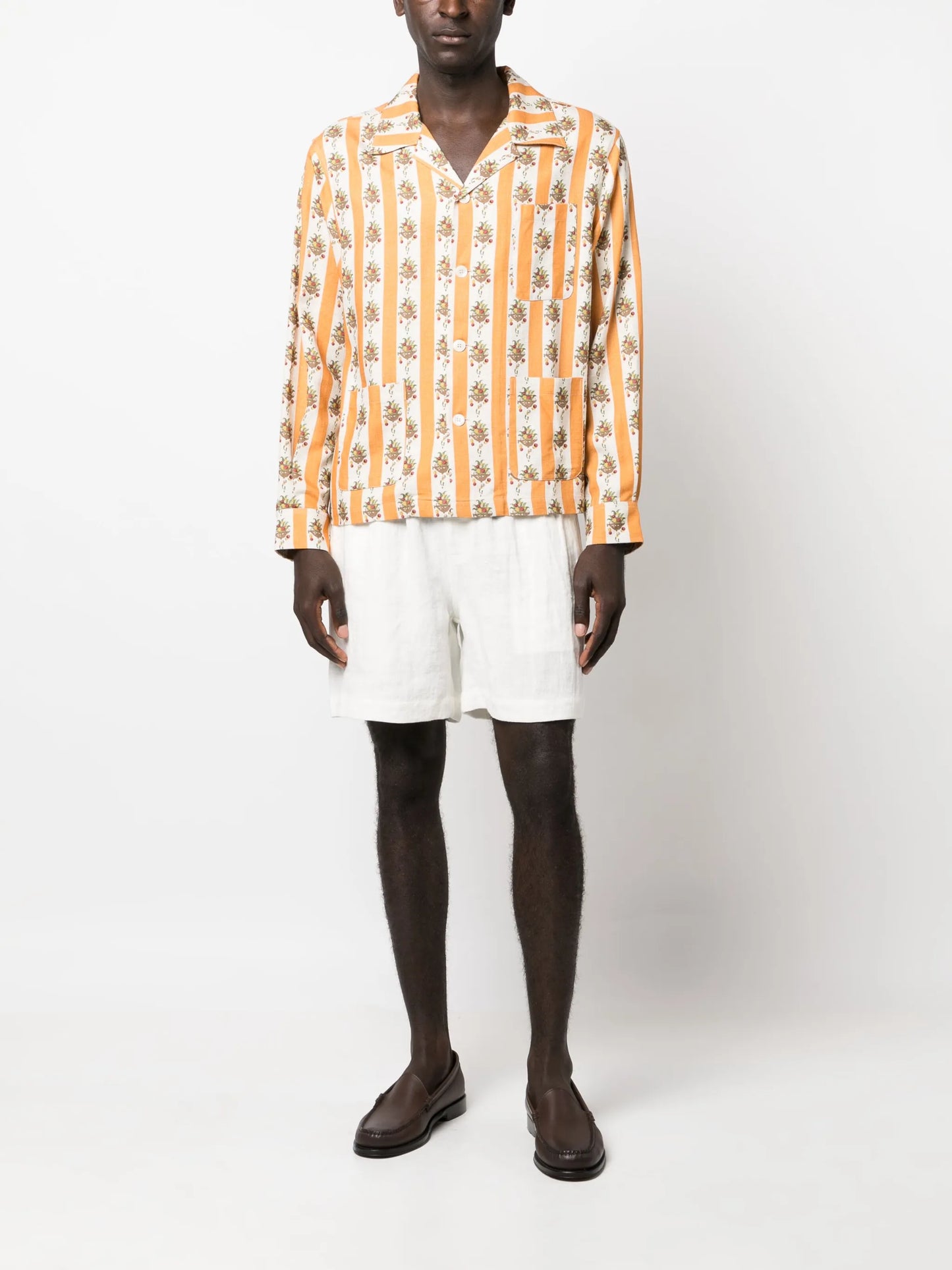 Fruit Bowl camp-collar striped shirt