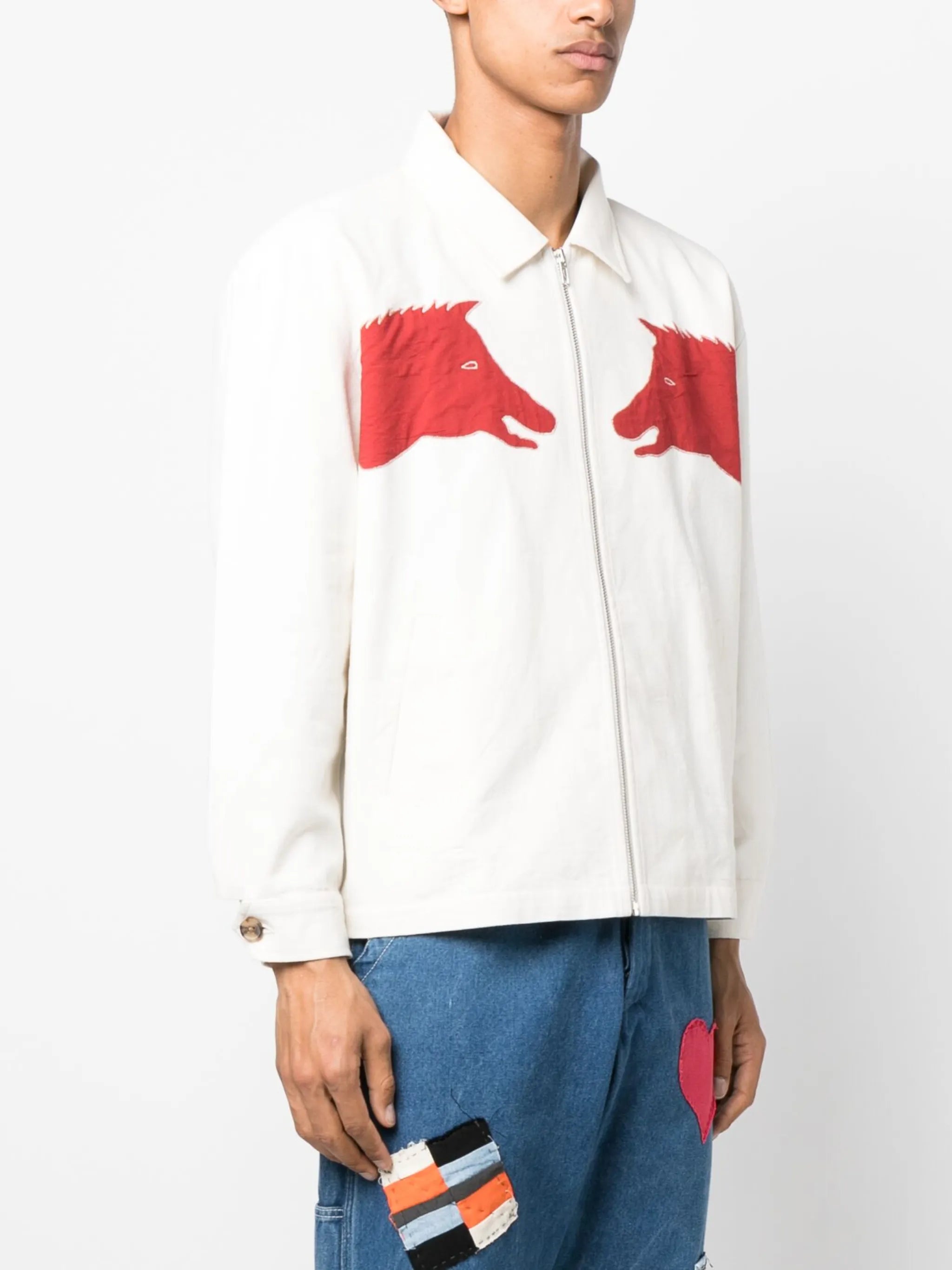 Boar Appliqué shirt jacket
