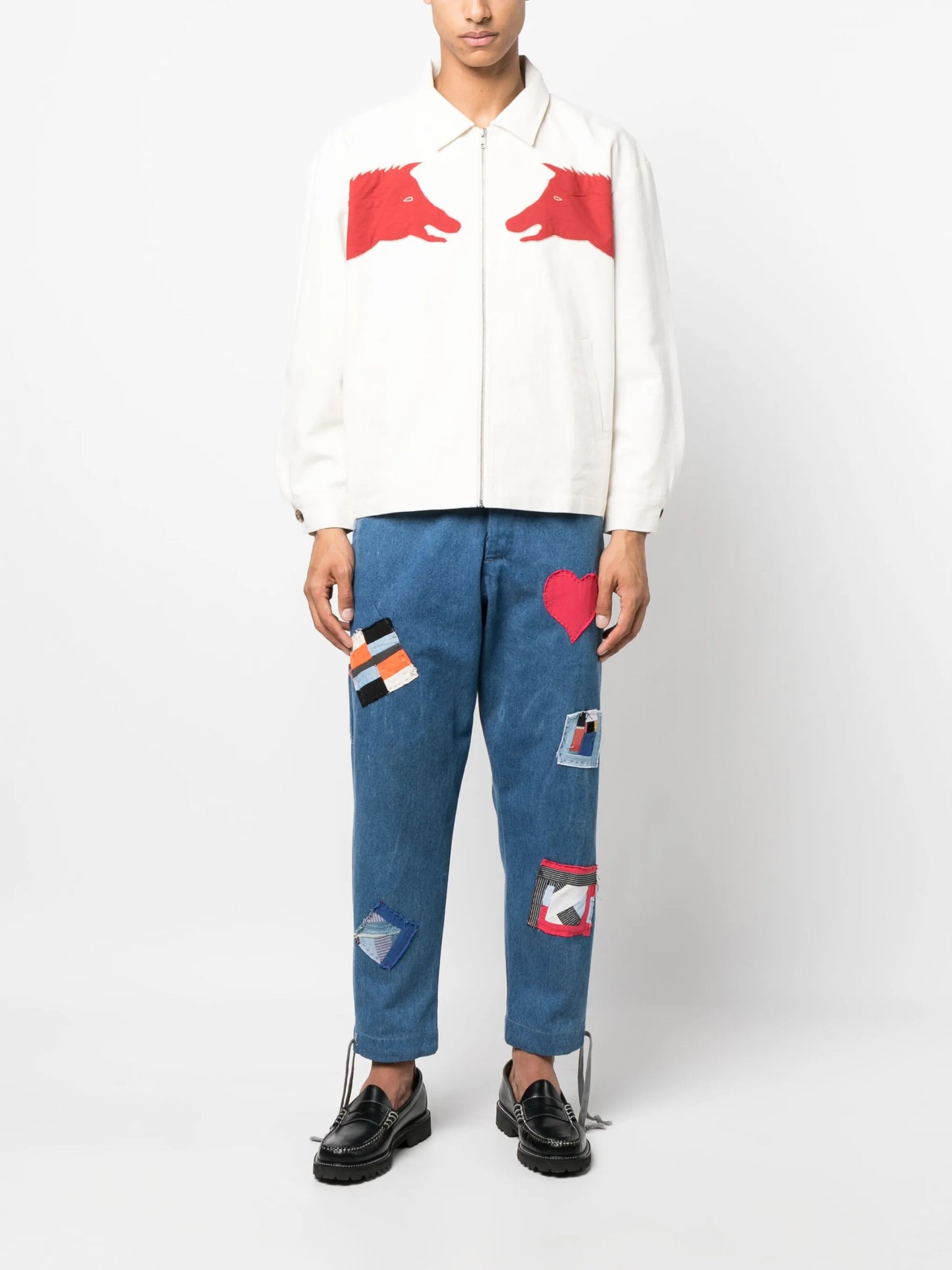 Boar Appliqué shirt jacket