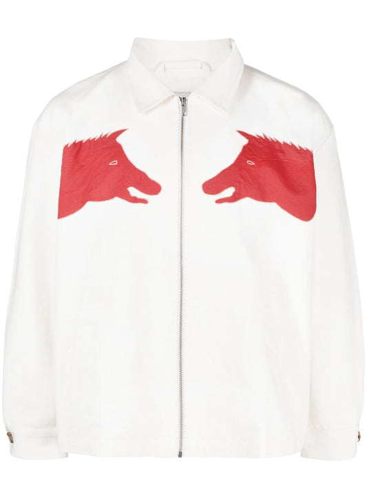 Boar Appliqué shirt jacket