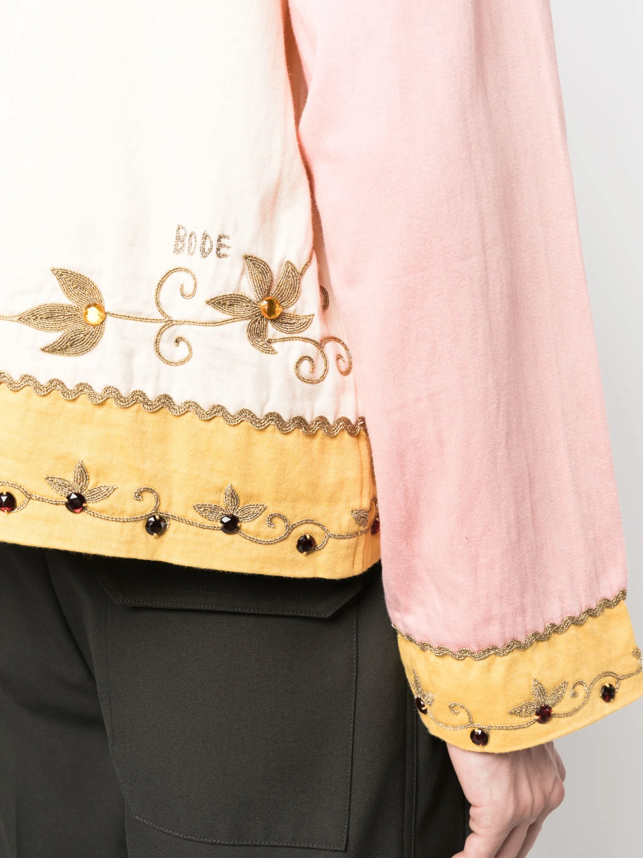 embroidered cotton shirt jacket