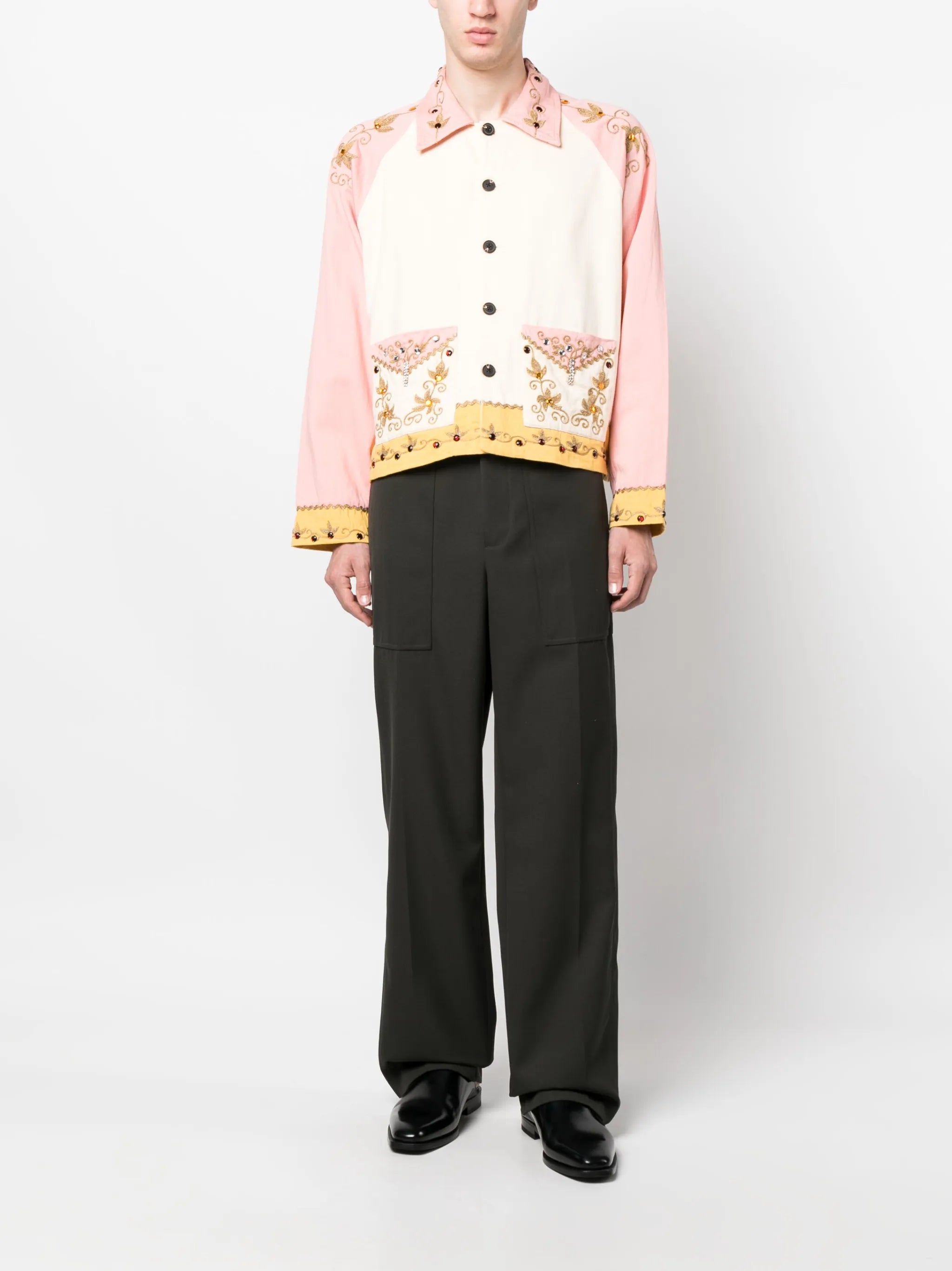 embroidered cotton shirt jacket