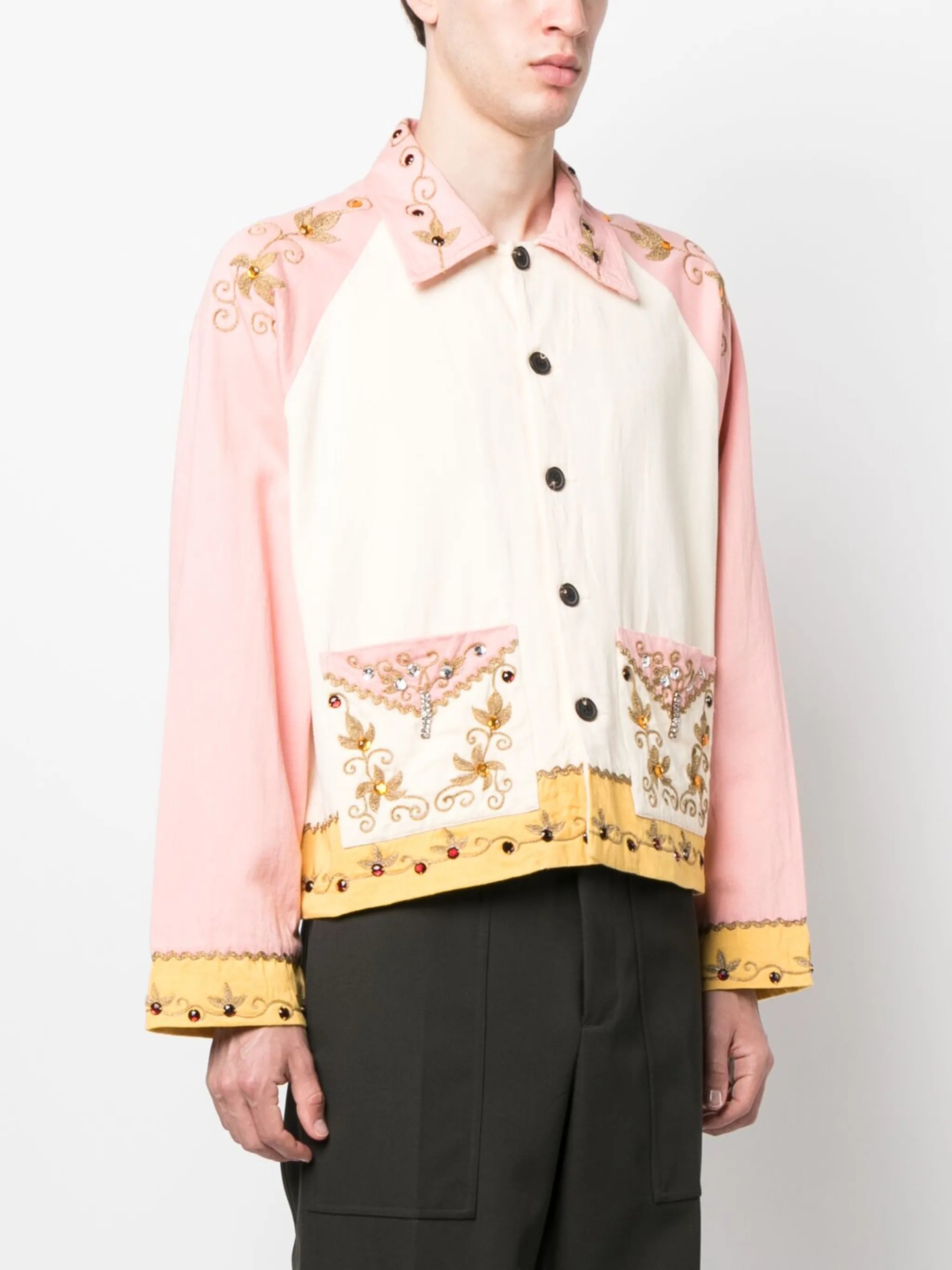 embroidered cotton shirt jacket