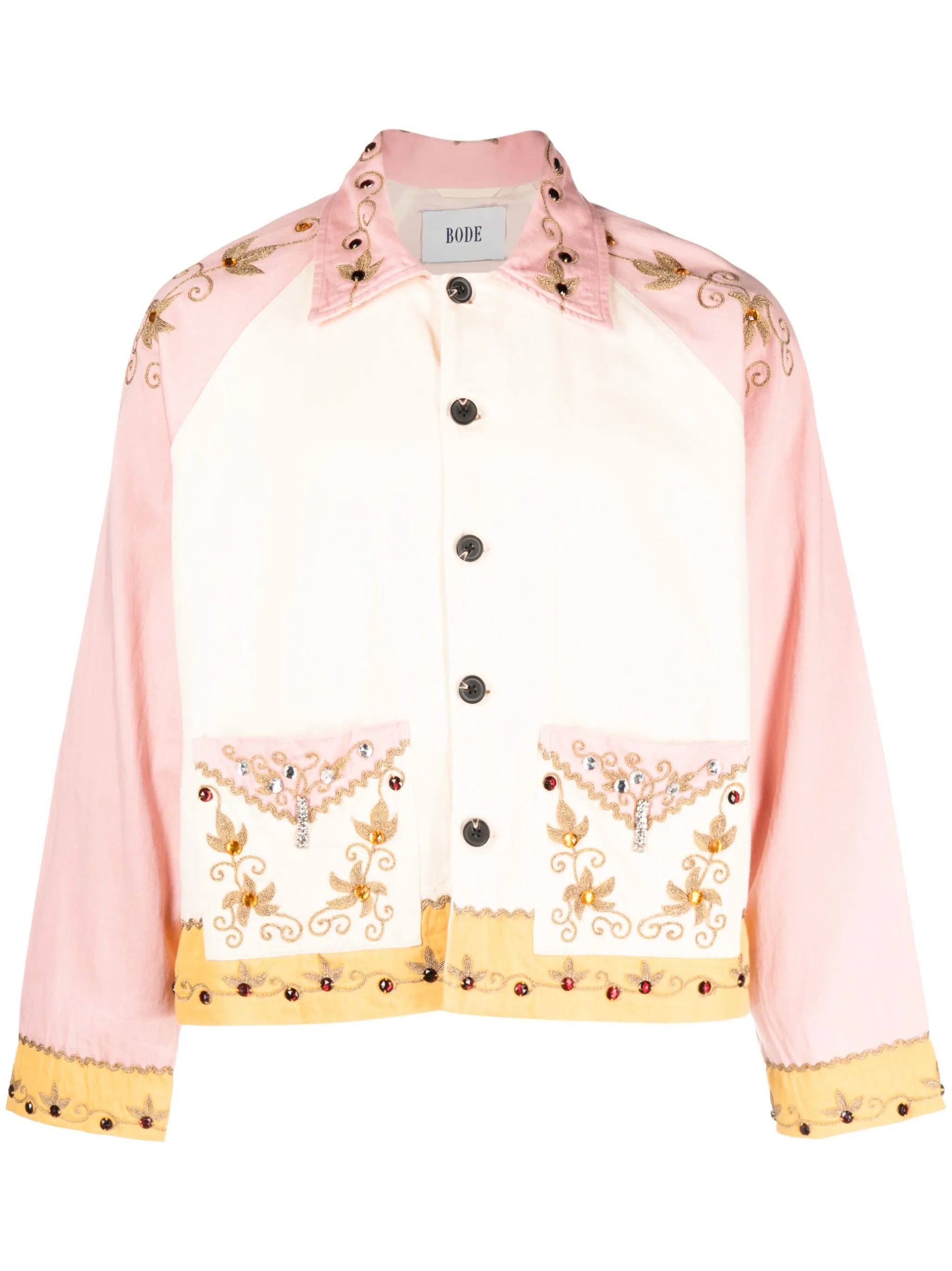 embroidered cotton shirt jacket