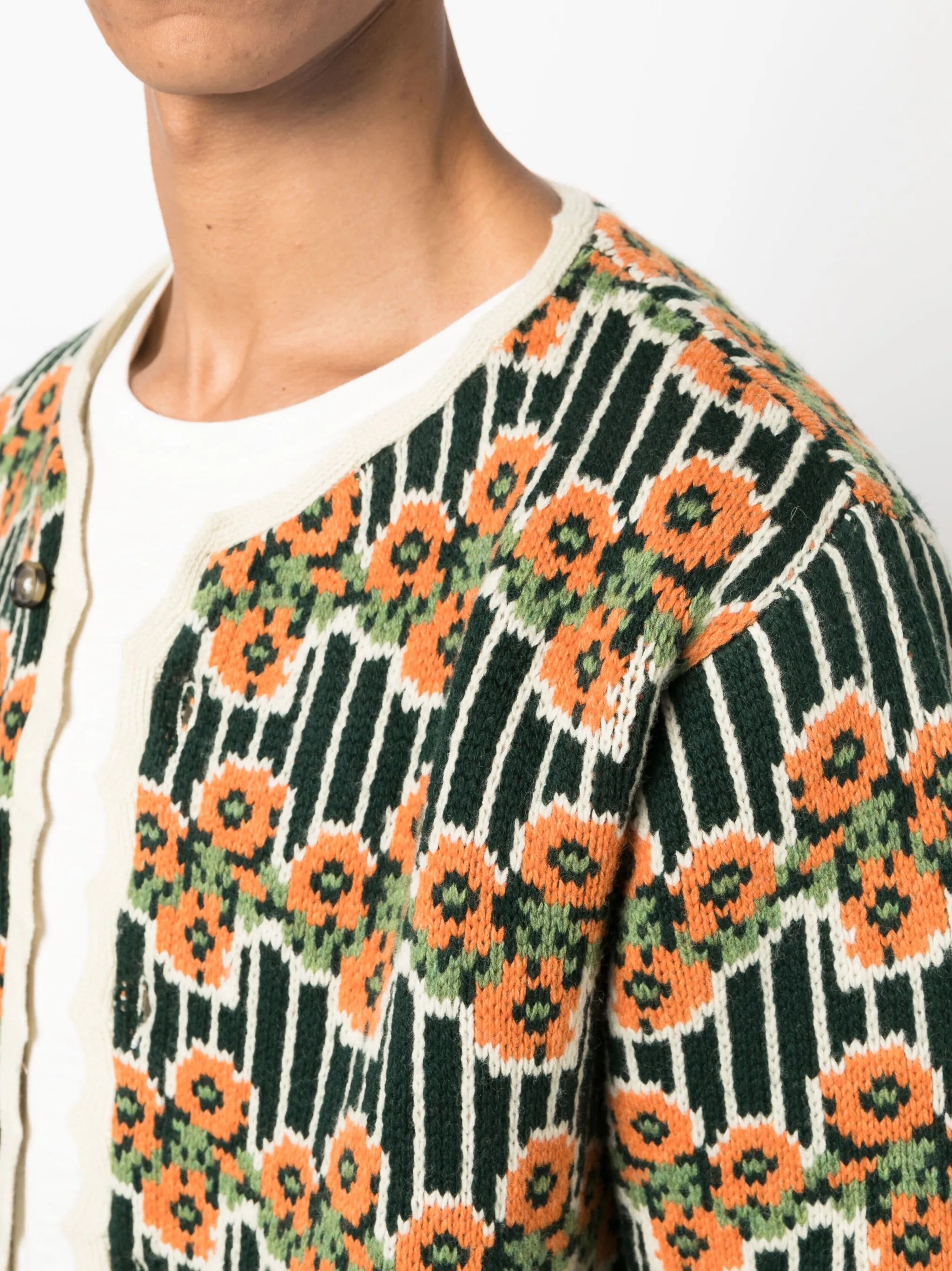 Garden patterned-jacquard cardigan
