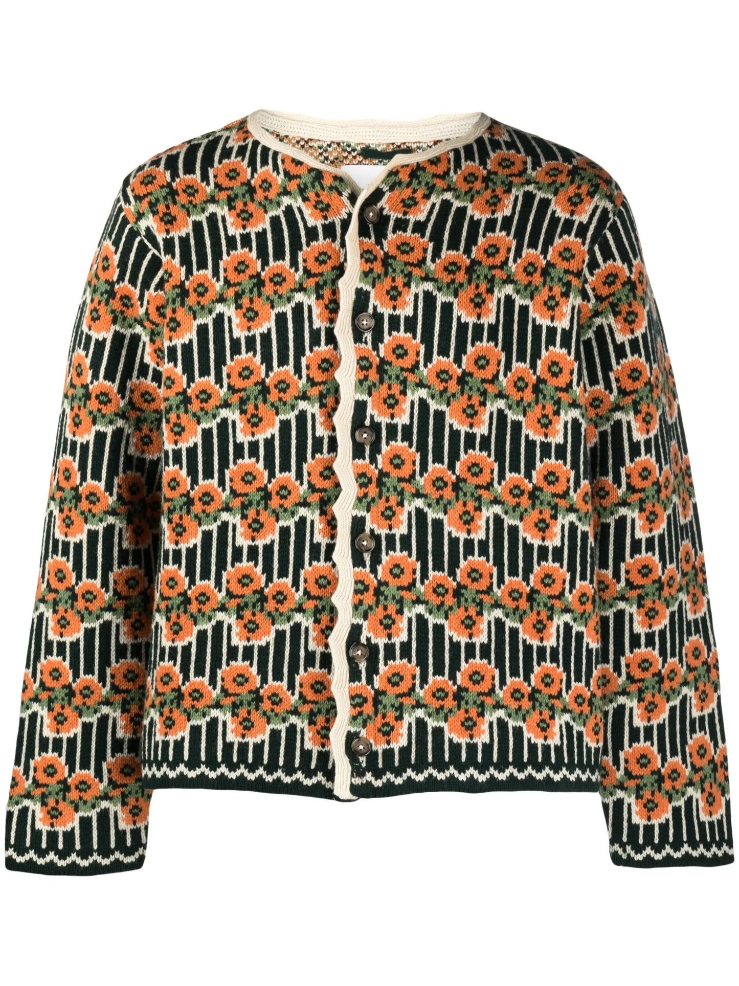 Garden patterned-jacquard cardigan