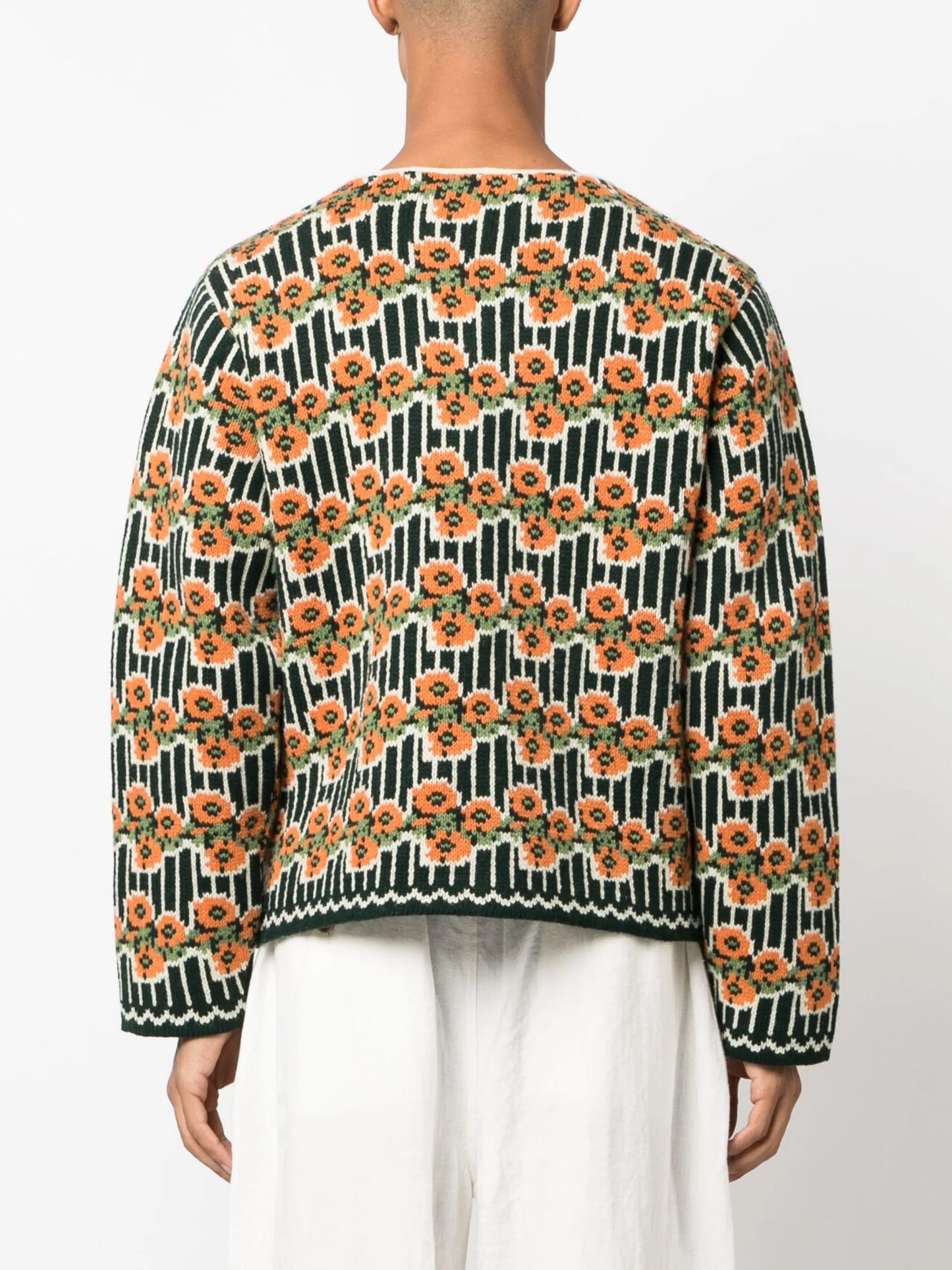 Garden patterned-jacquard cardigan