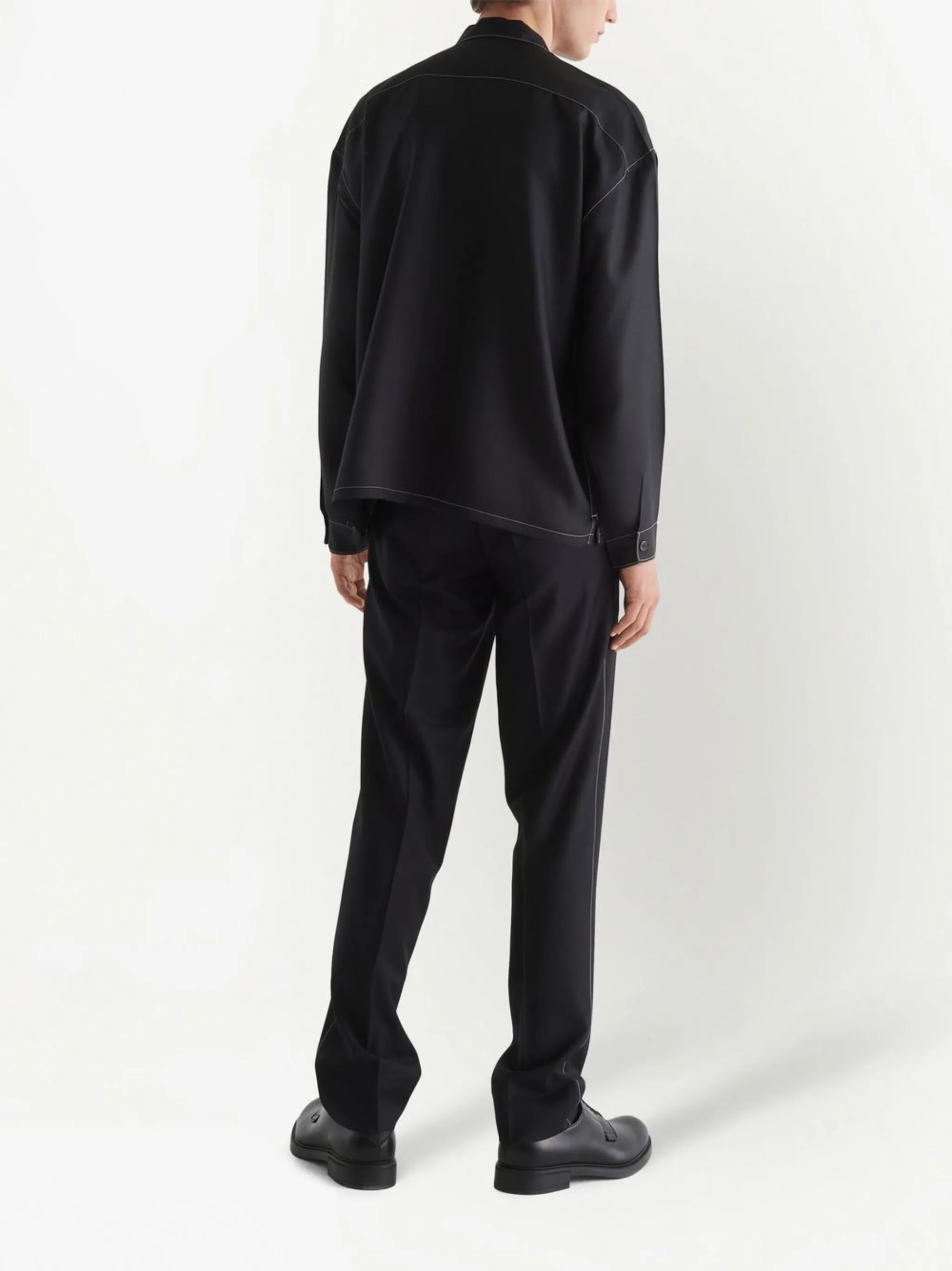 zip-up silk twill shirt