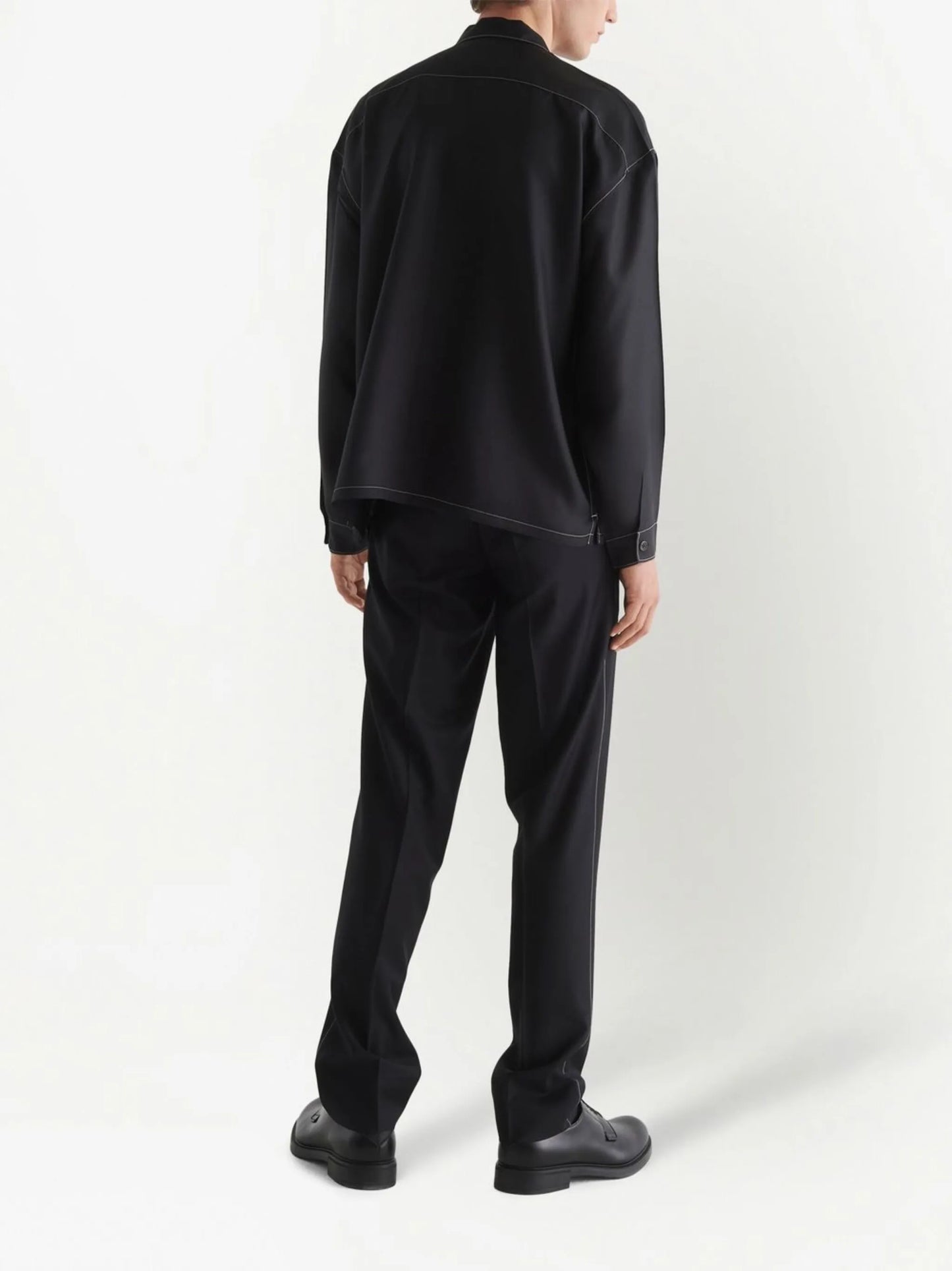 zip-up silk twill shirt