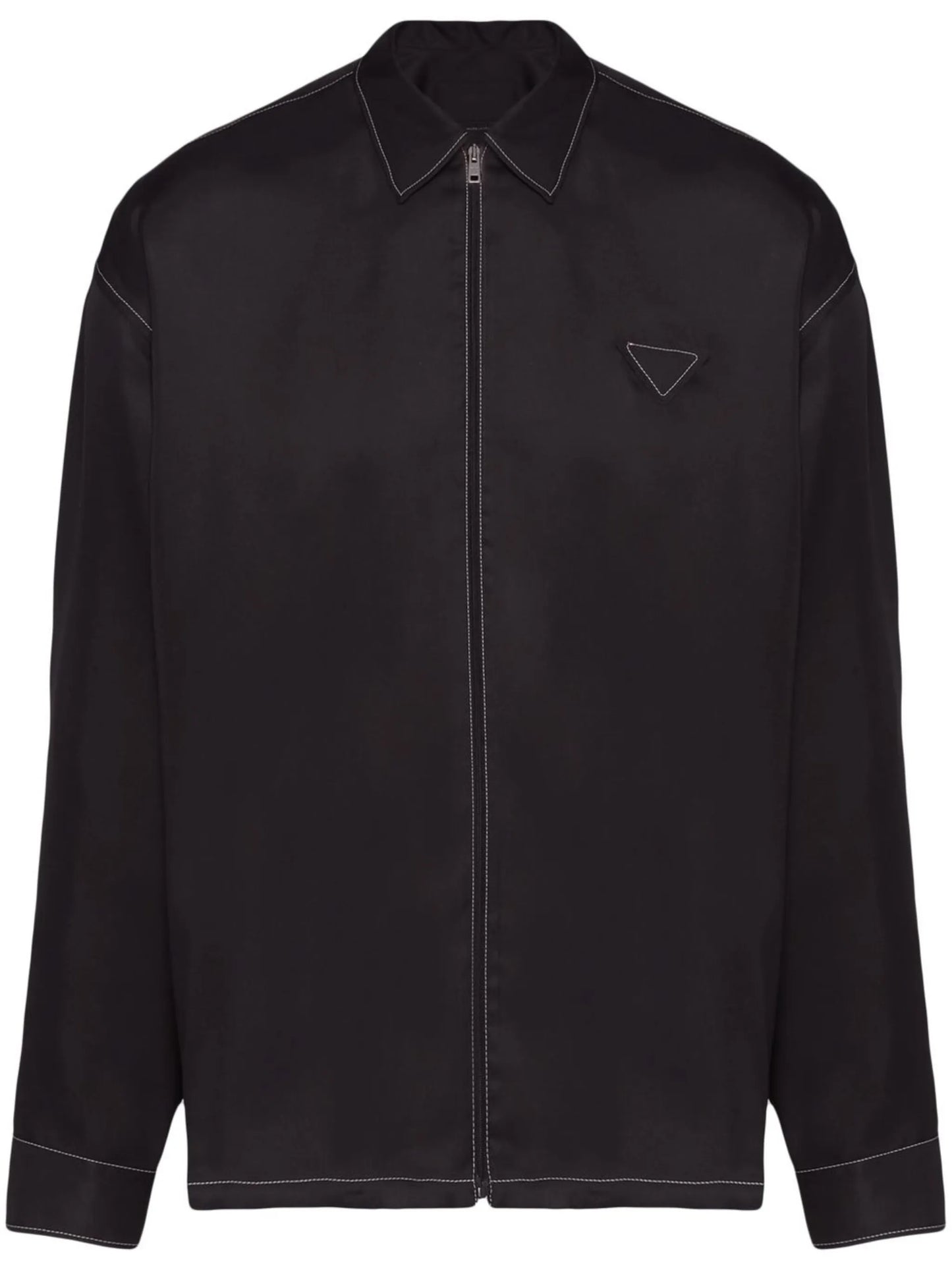 zip-up silk twill shirt