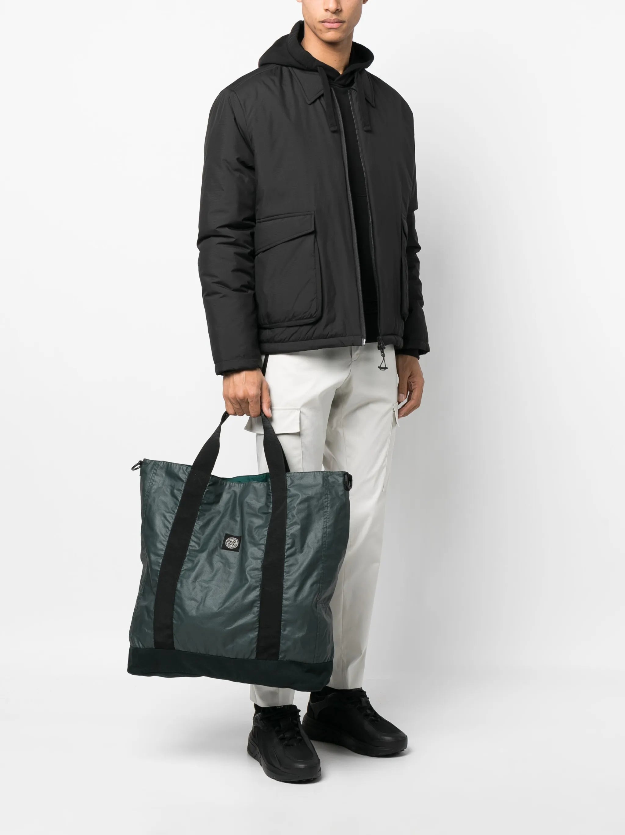 logo-patch canvas tote bag