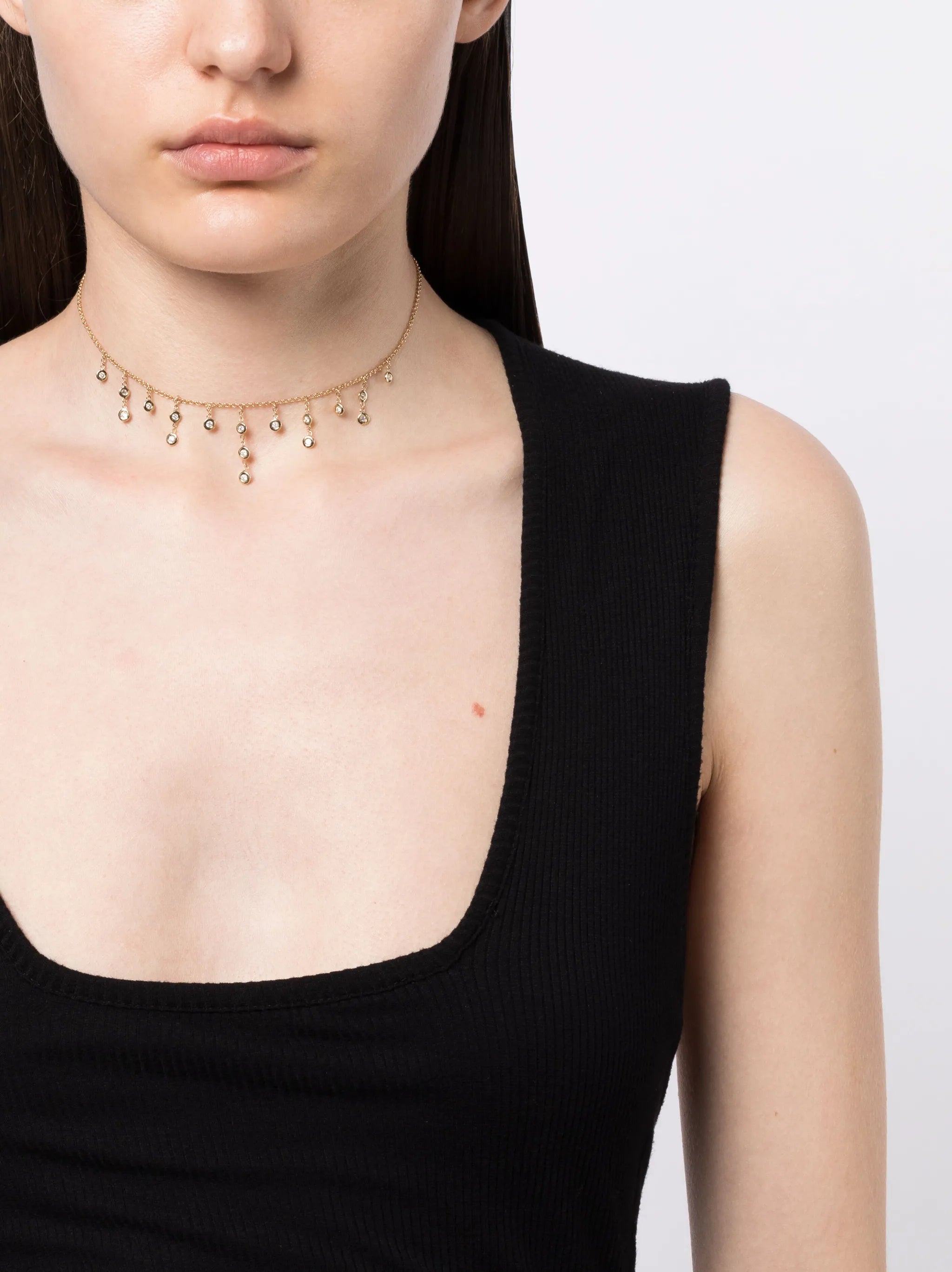 14kt yellow gold Shaker diamond necklace