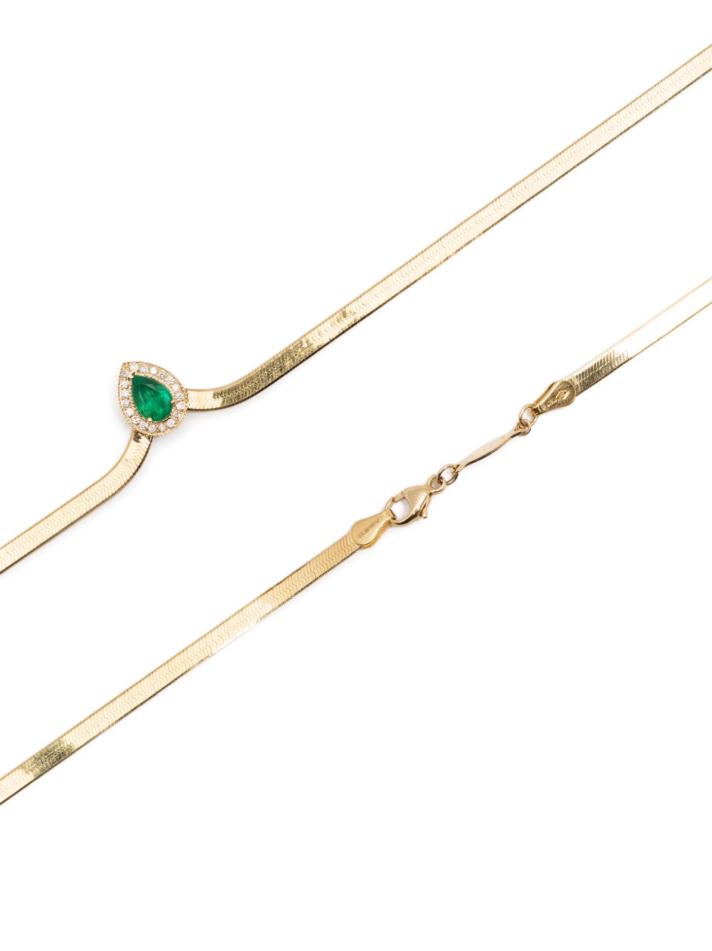 18kt yellow gold emerald and diamond necklace