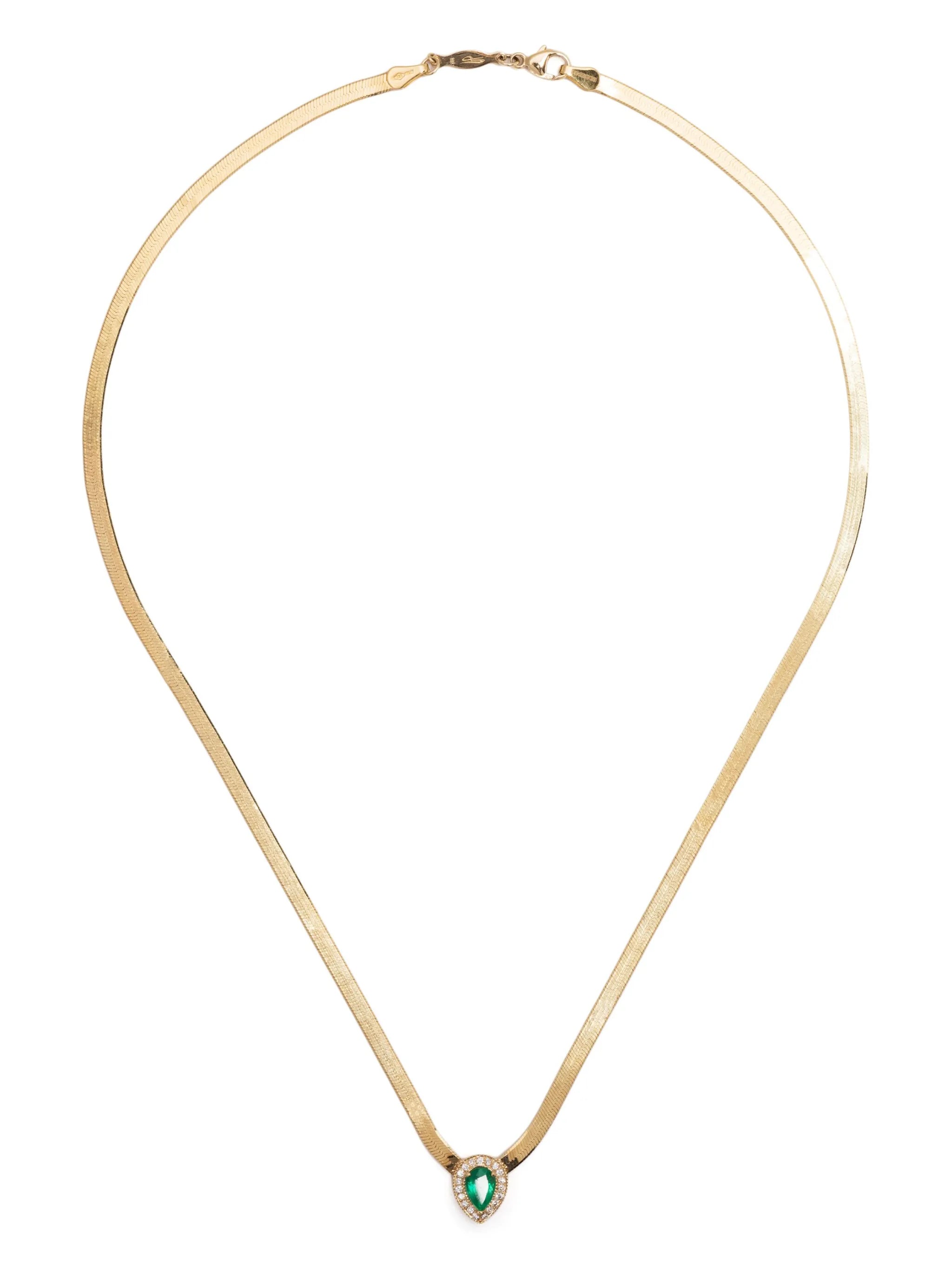 18kt yellow gold emerald and diamond necklace