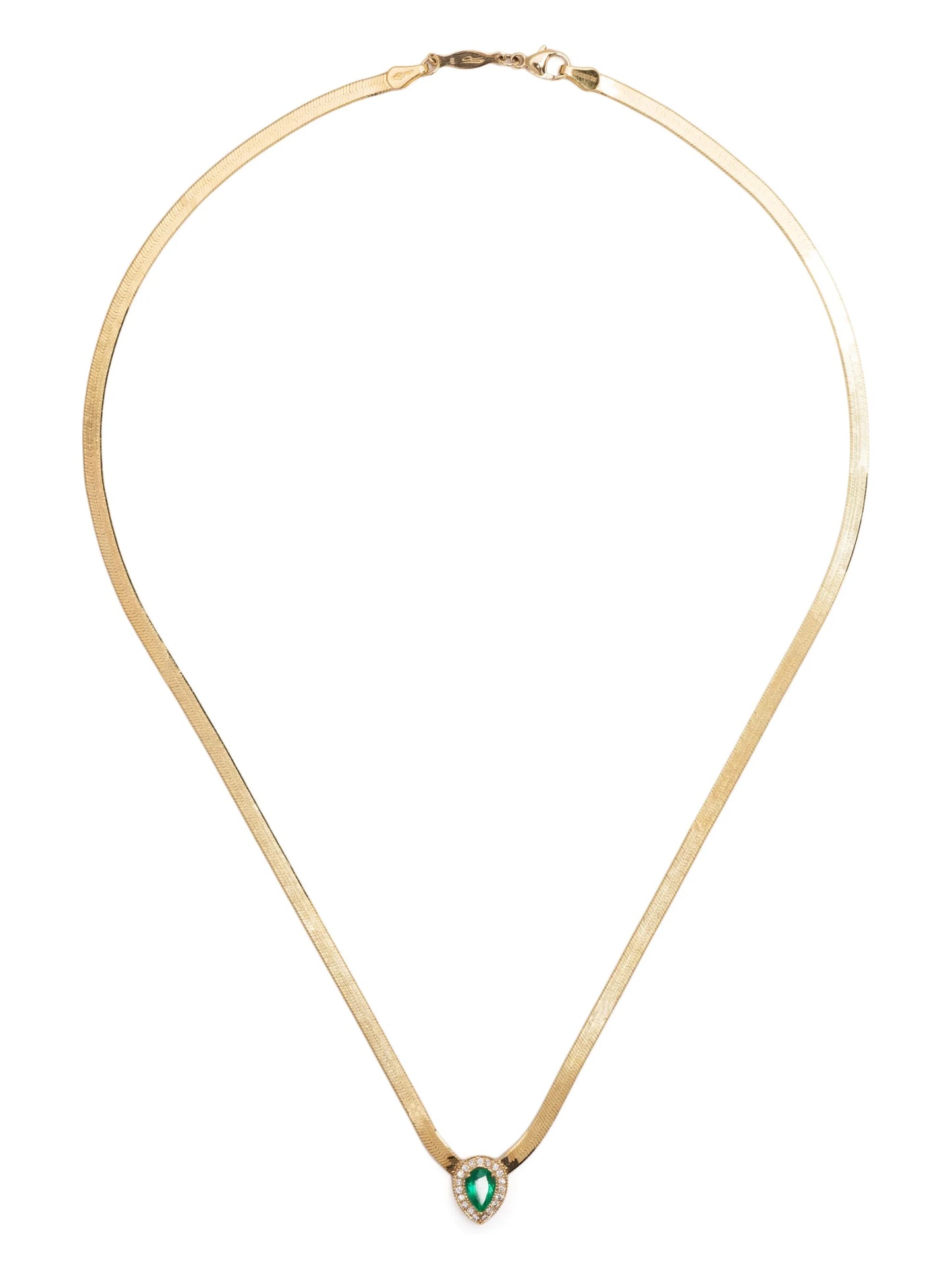 18kt yellow gold emerald and diamond necklace