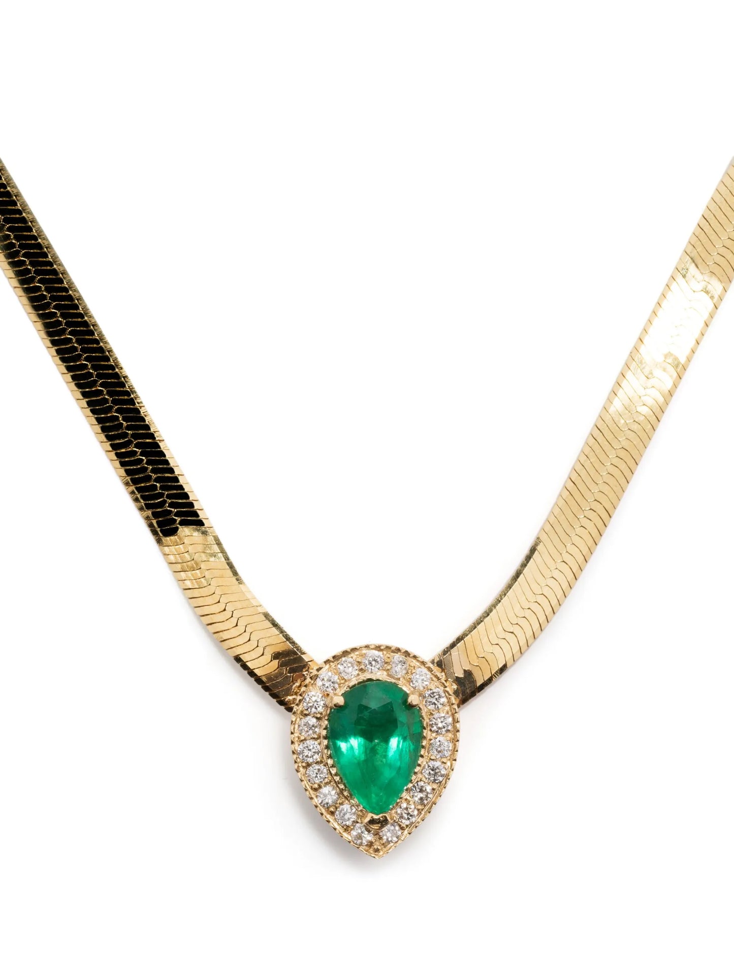 18kt yellow gold emerald and diamond necklace
