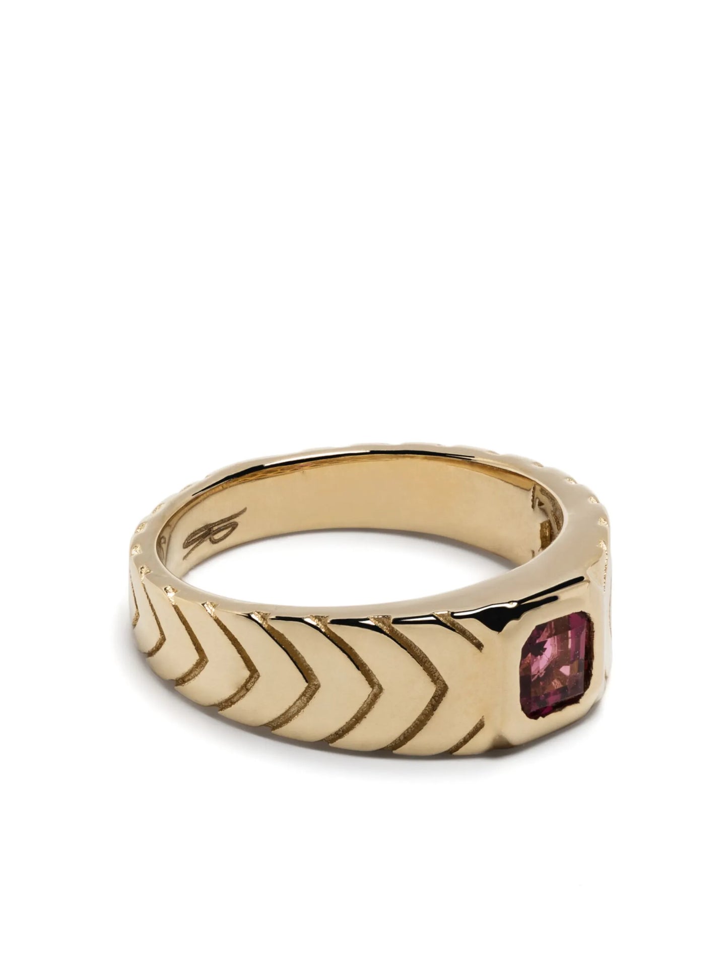 14kt yellow gold tourmaline pinky ring