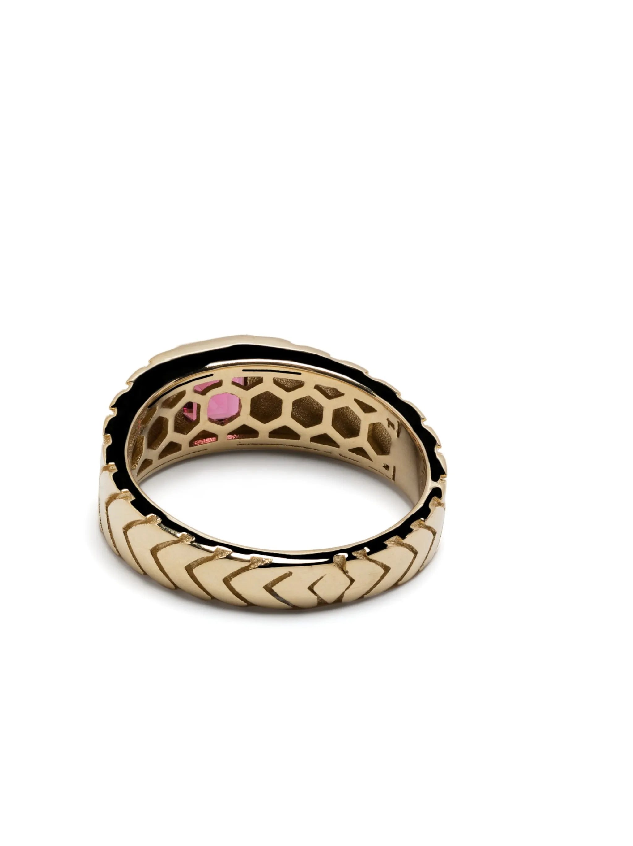 14kt yellow gold tourmaline pinky ring