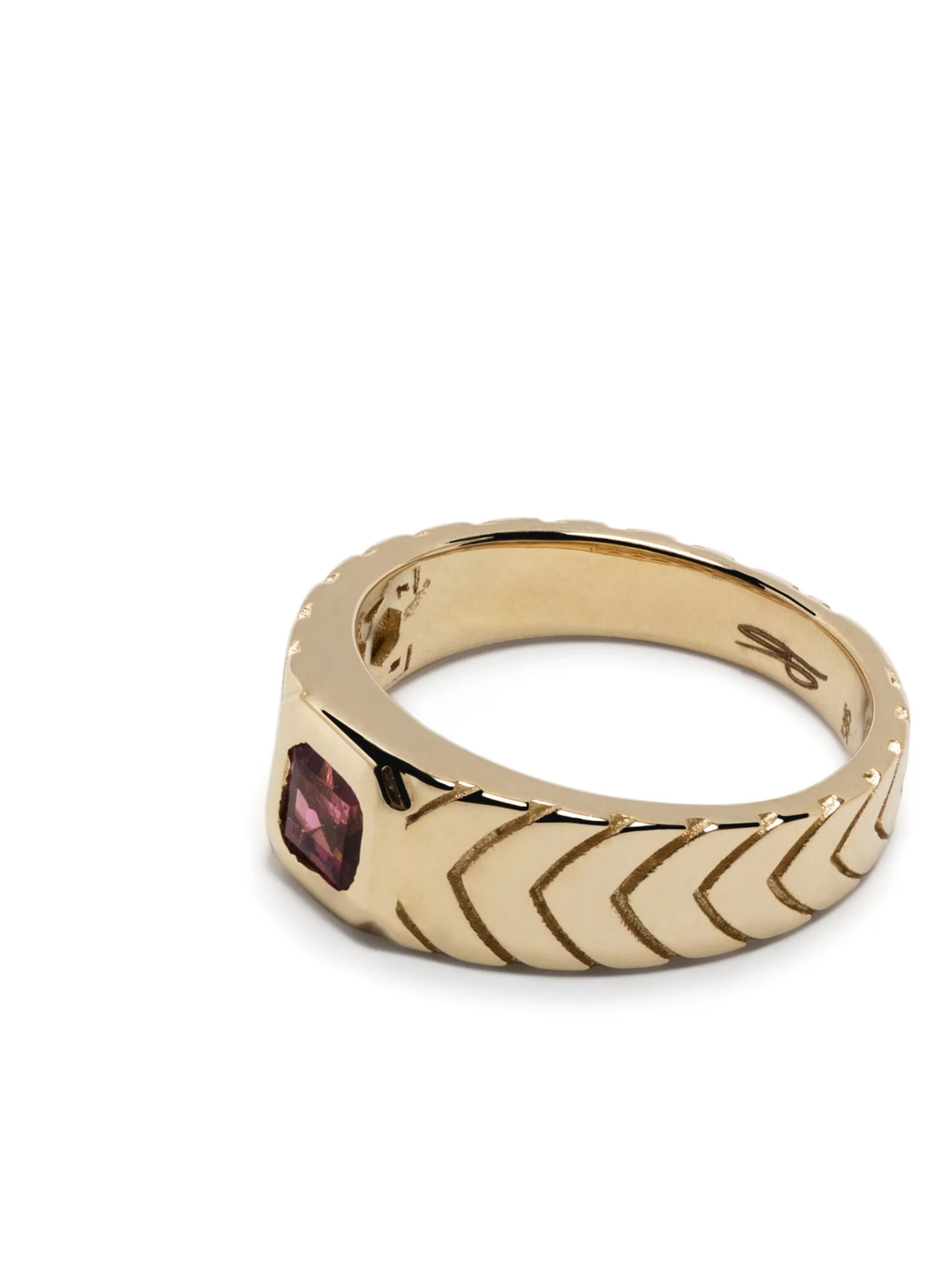 14kt yellow gold tourmaline pinky ring