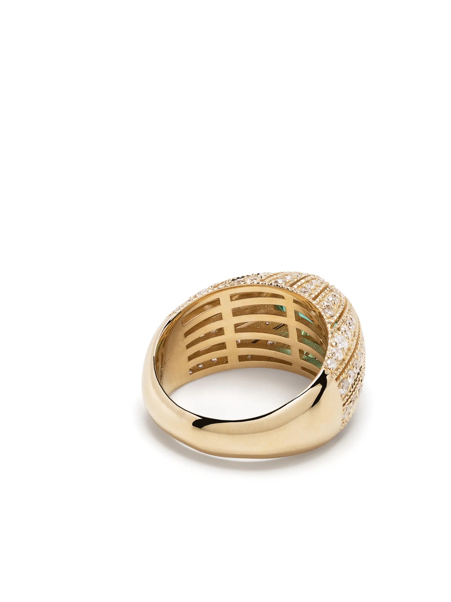 14kt yellow gold emerald and diamond ring