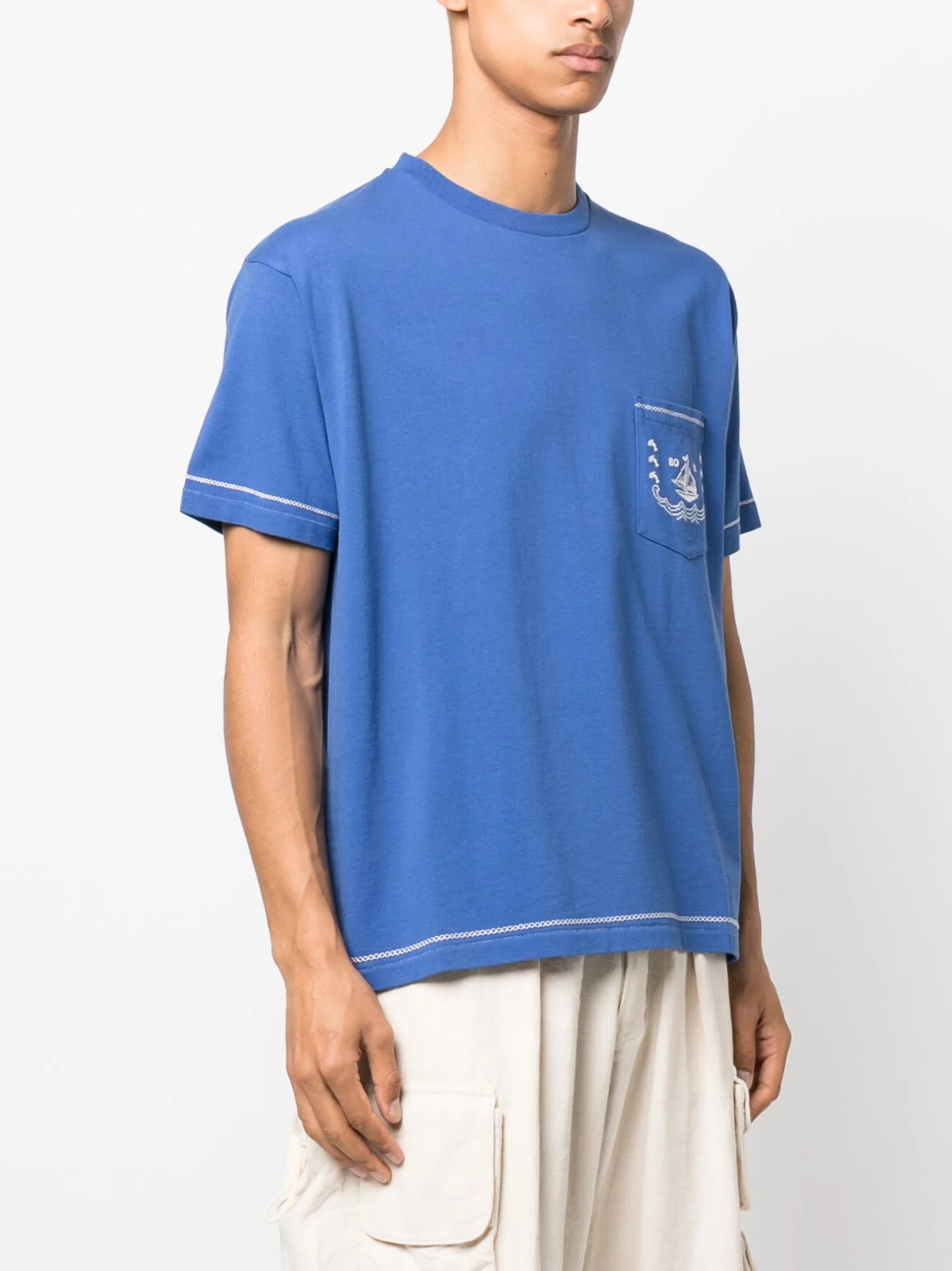 sailboat cross-stitched T-shirt