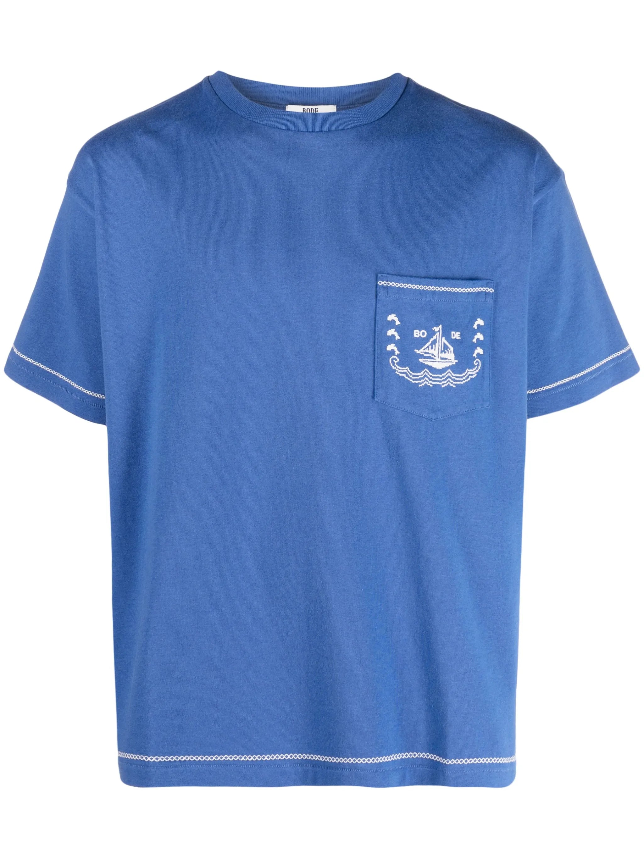 sailboat cross-stitched T-shirt