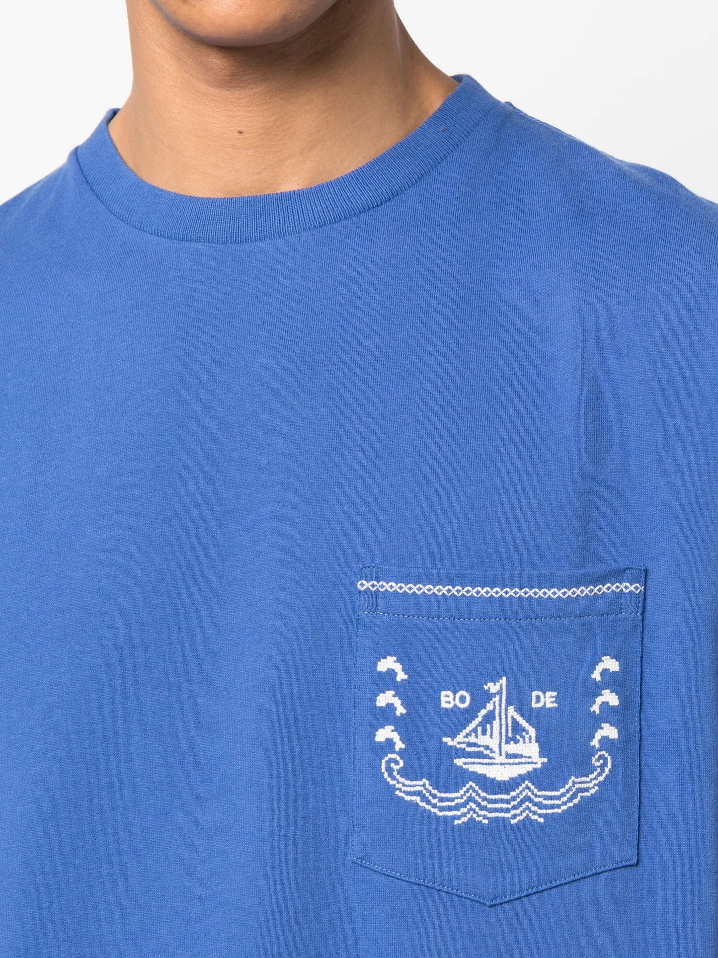 sailboat cross-stitched T-shirt