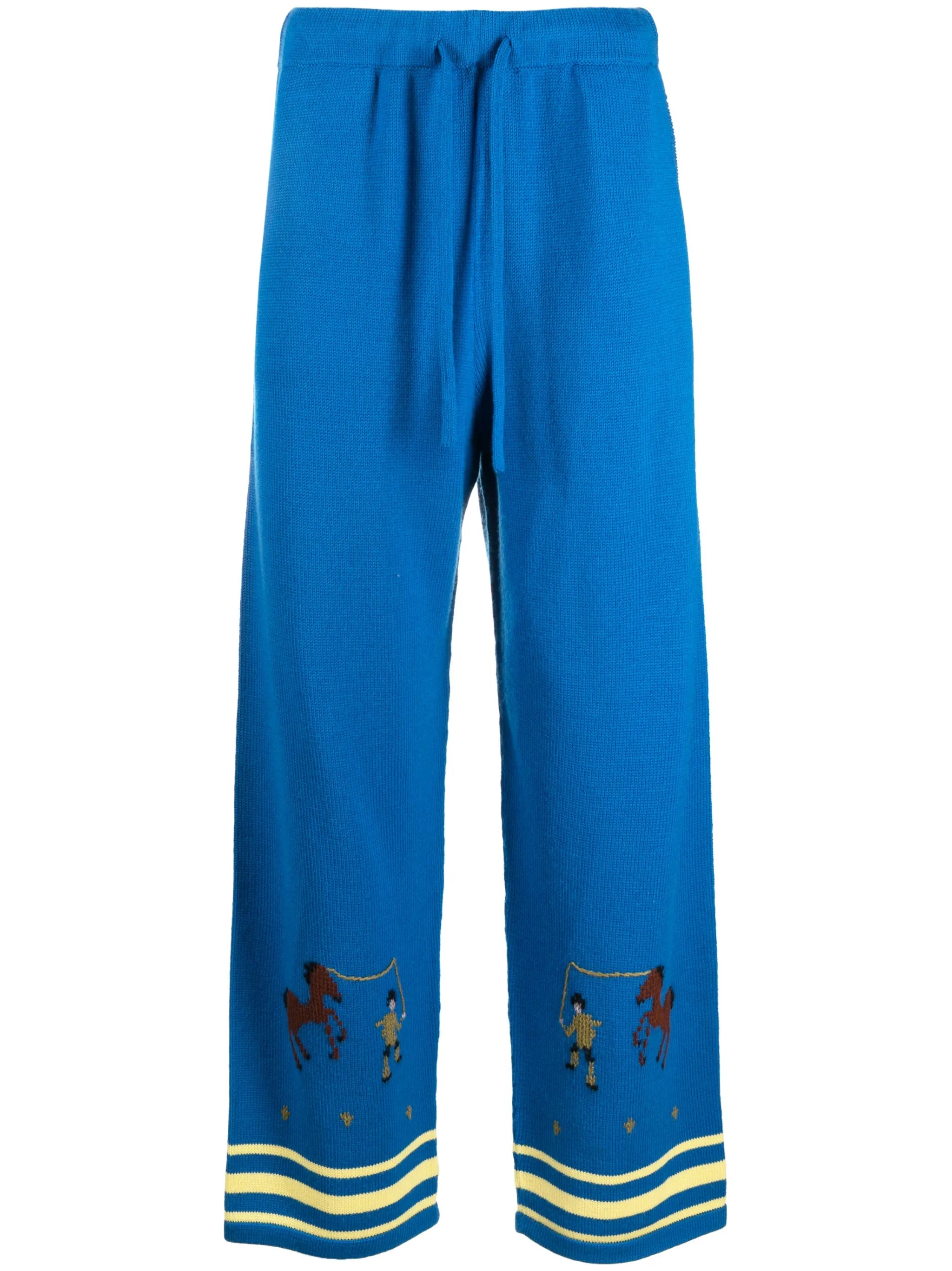 wide-leg knitted drawstring trousers