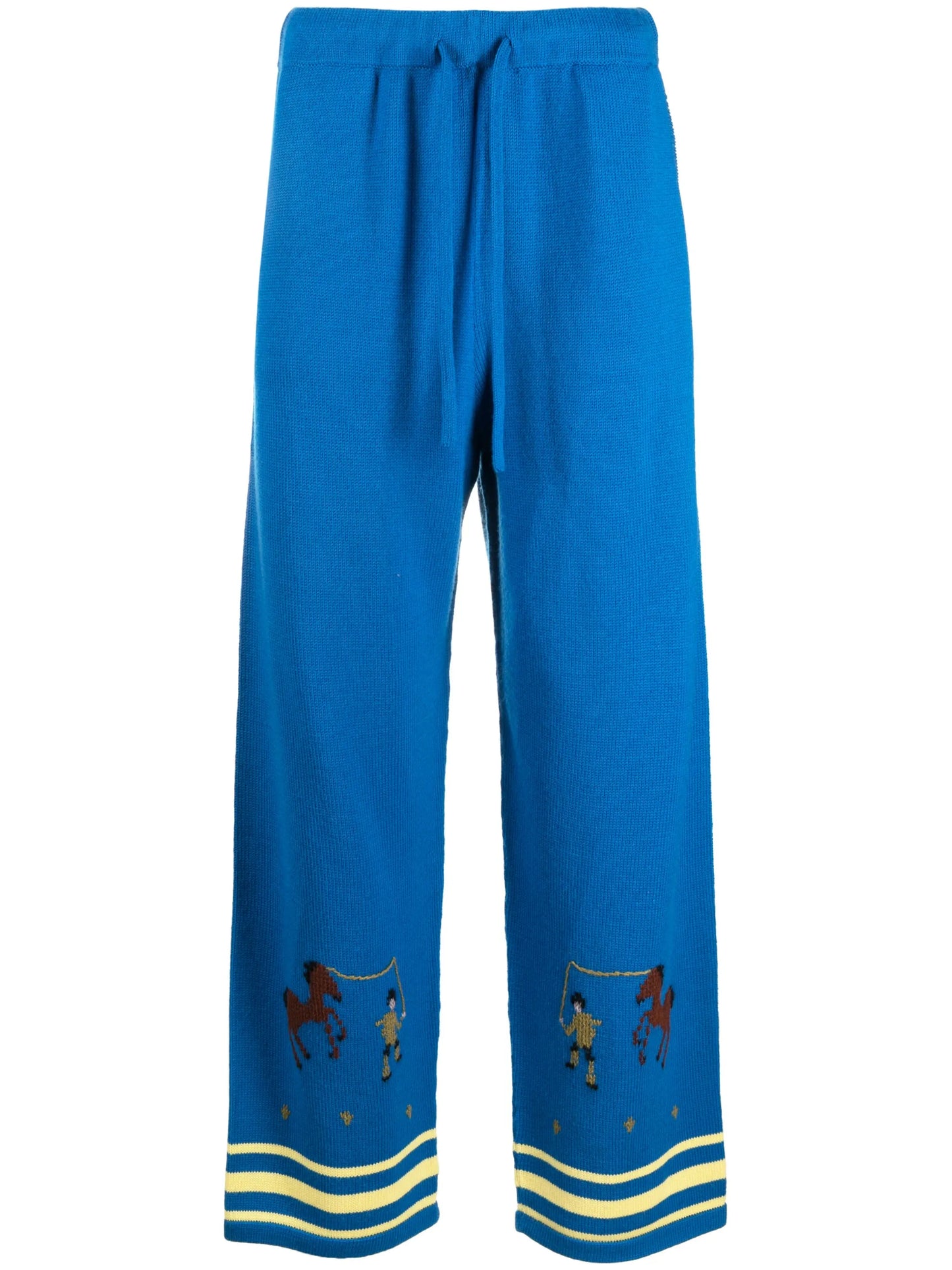 wide-leg knitted drawstring trousers