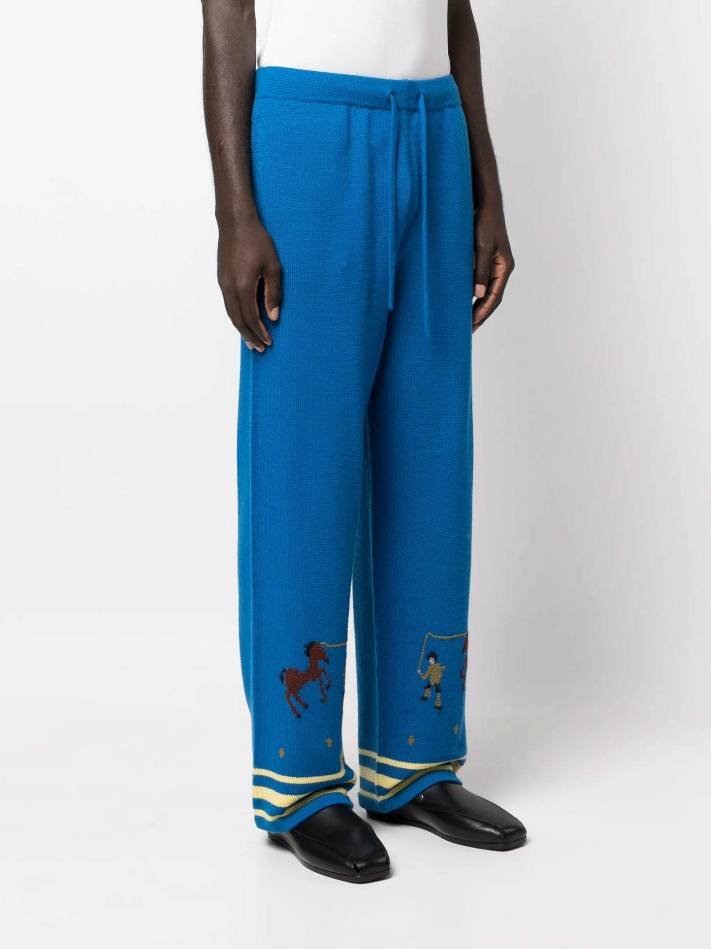 wide-leg knitted drawstring trousers