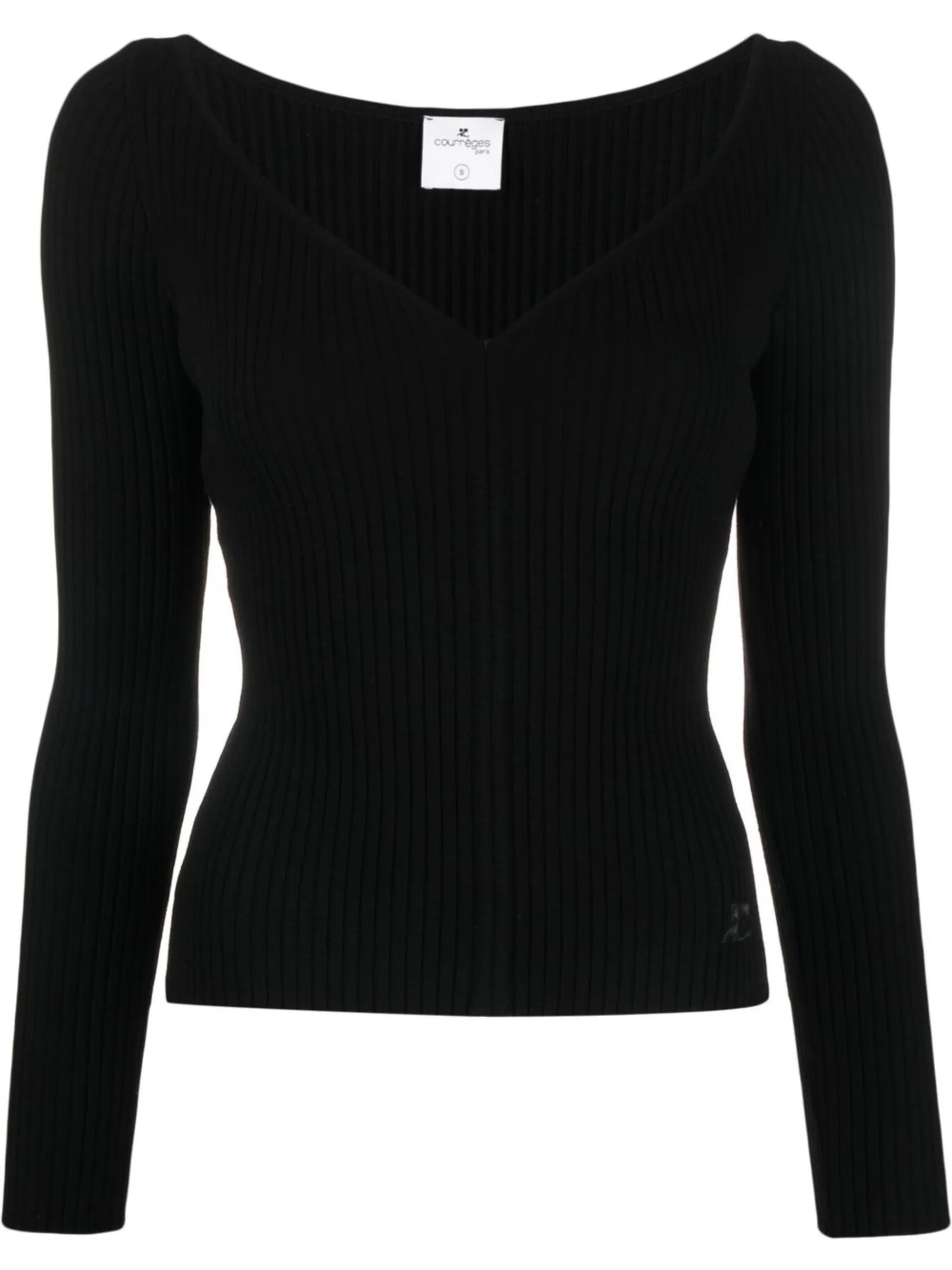 V-neck ribbed jumper