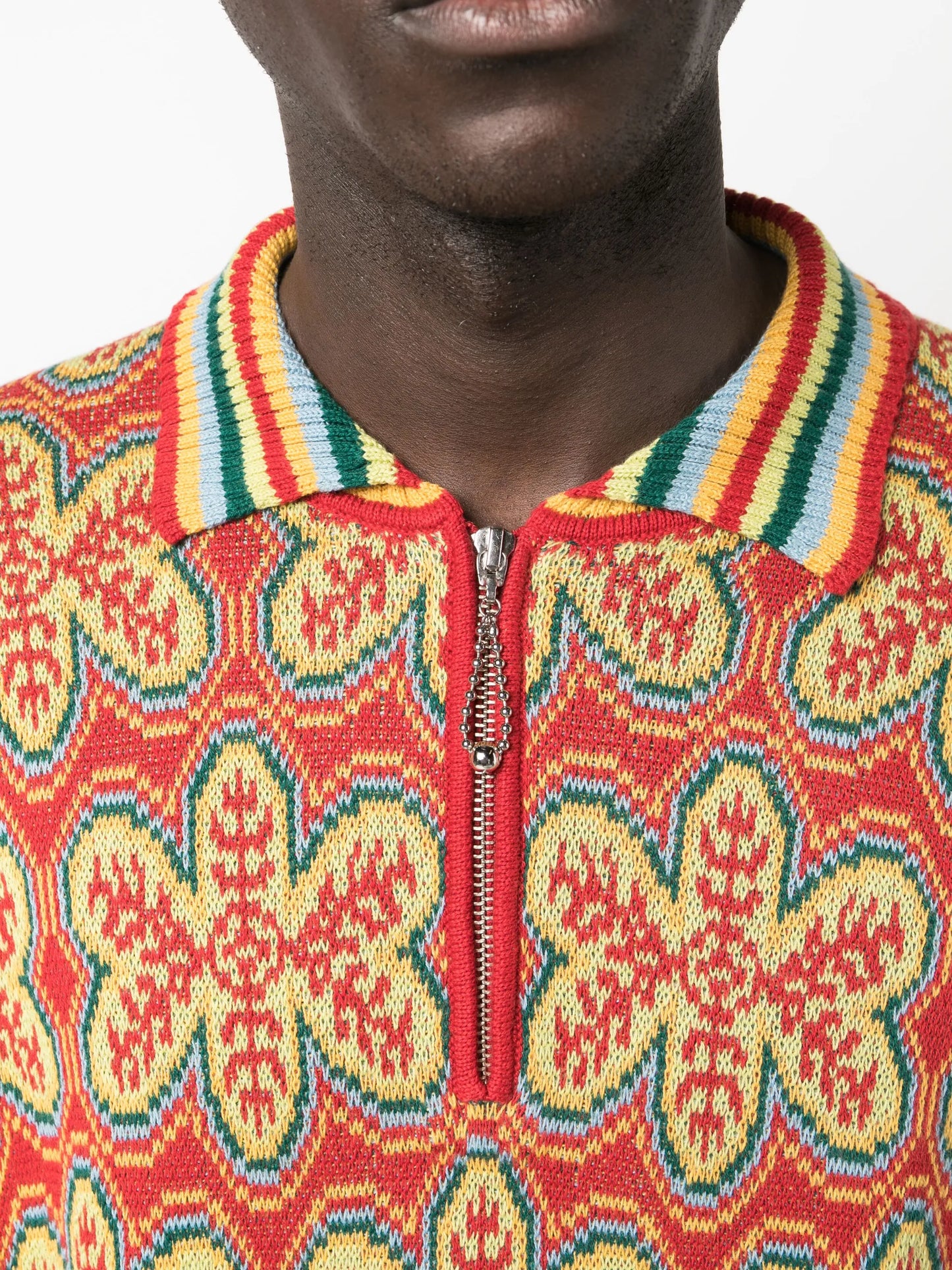 graphic-print half-zip jumper