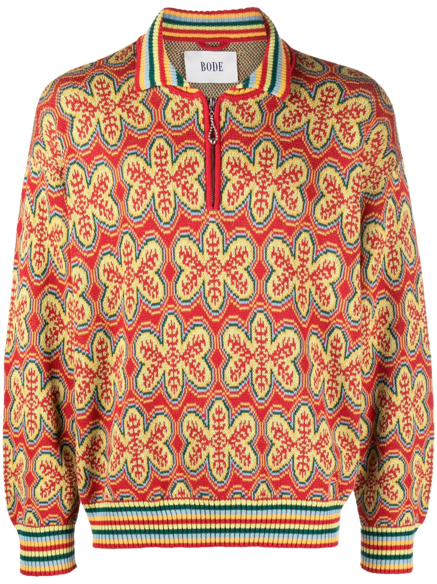 graphic-print half-zip jumper