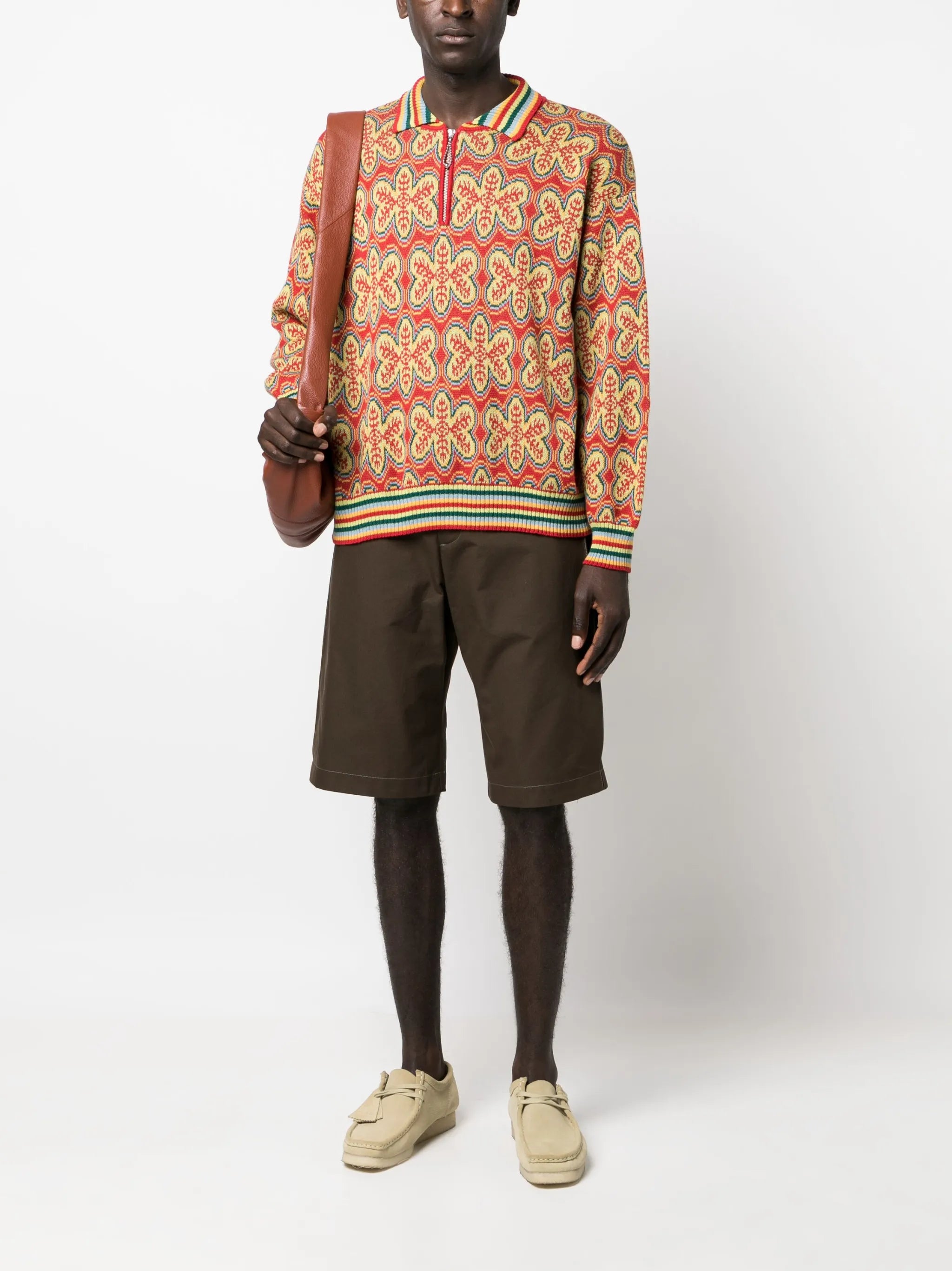 graphic-print half-zip jumper